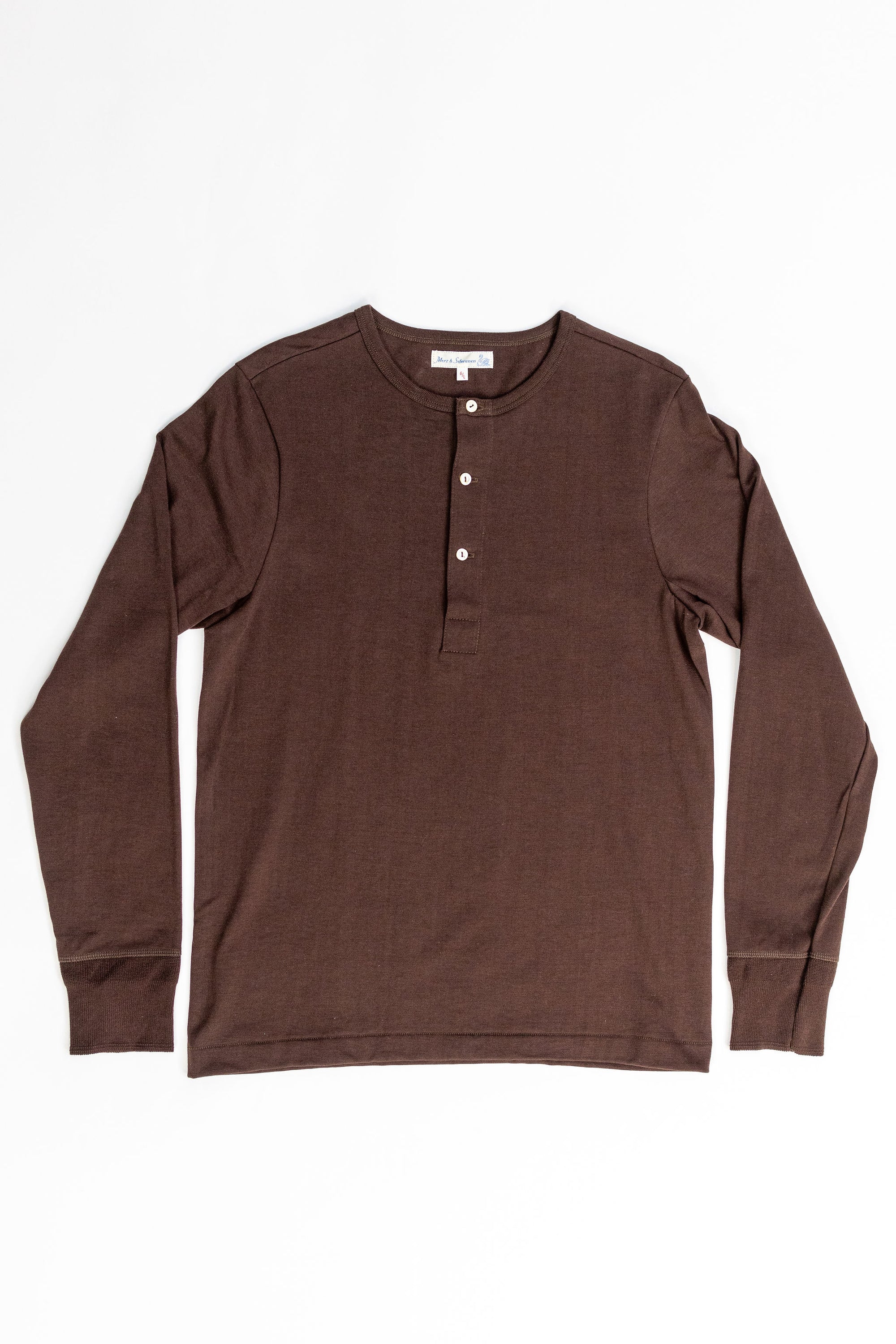 Merz b. Schwanen 206 Henley Long Sleeve - Coffee