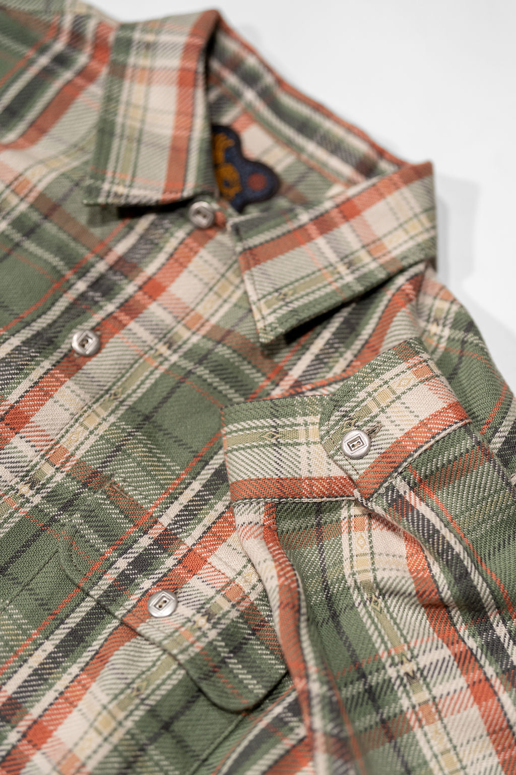 Indigofera Webster - 7.3oz Jacquard Flannel Green/Beige Check