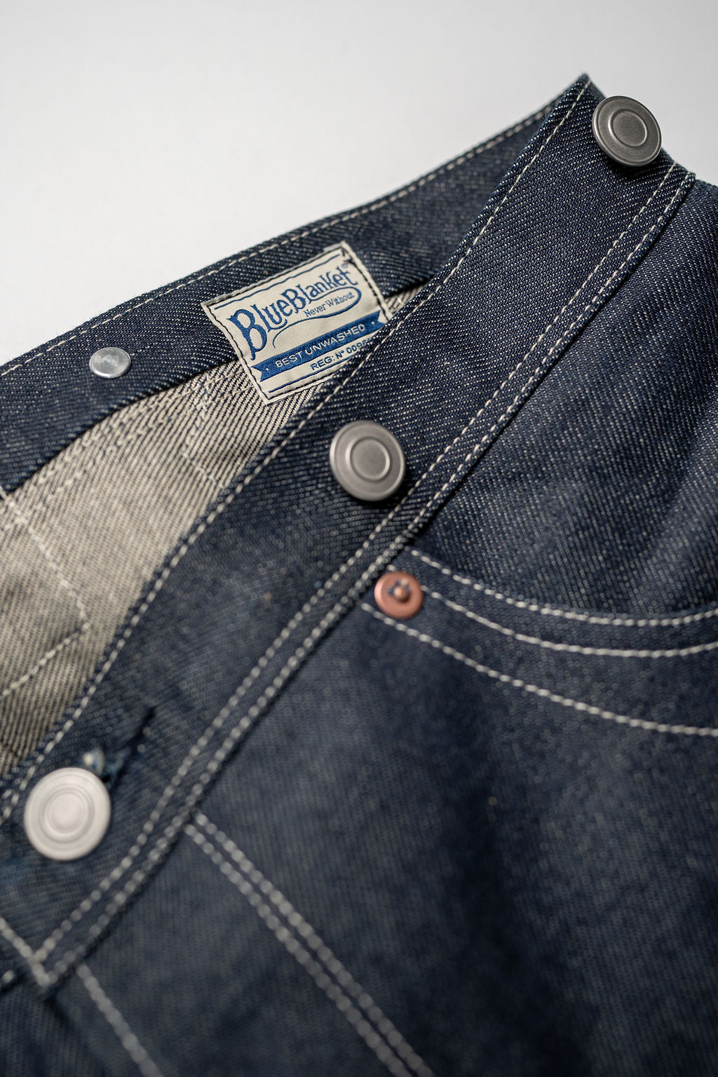 Blue Blanket P40 IT166 Waist Overall Jeans 1870s Single Needle Production - 13oz Italian Selvedge Raw Organic Denim