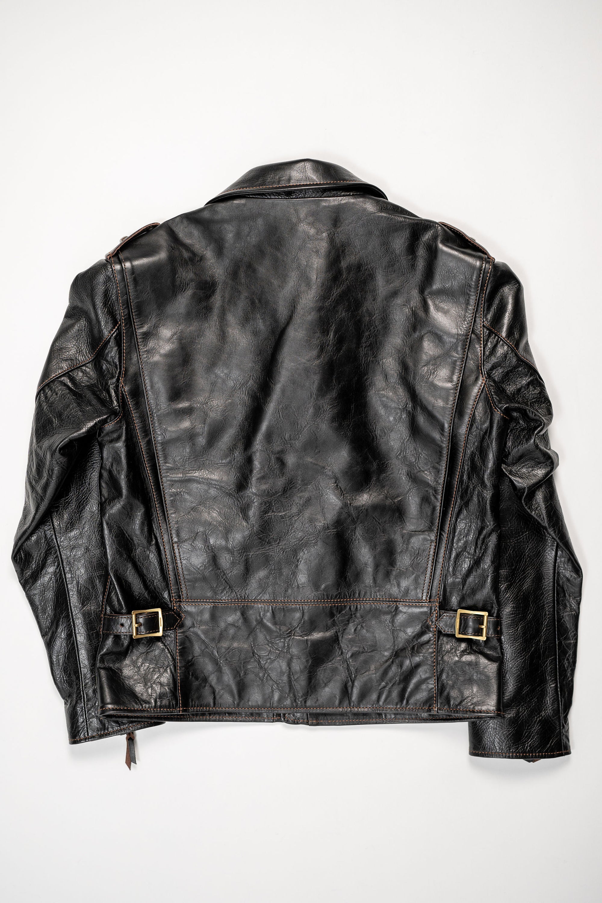 The Flat Head FN-LJ-HW004 Horsehide Double Riders Jacket - Black