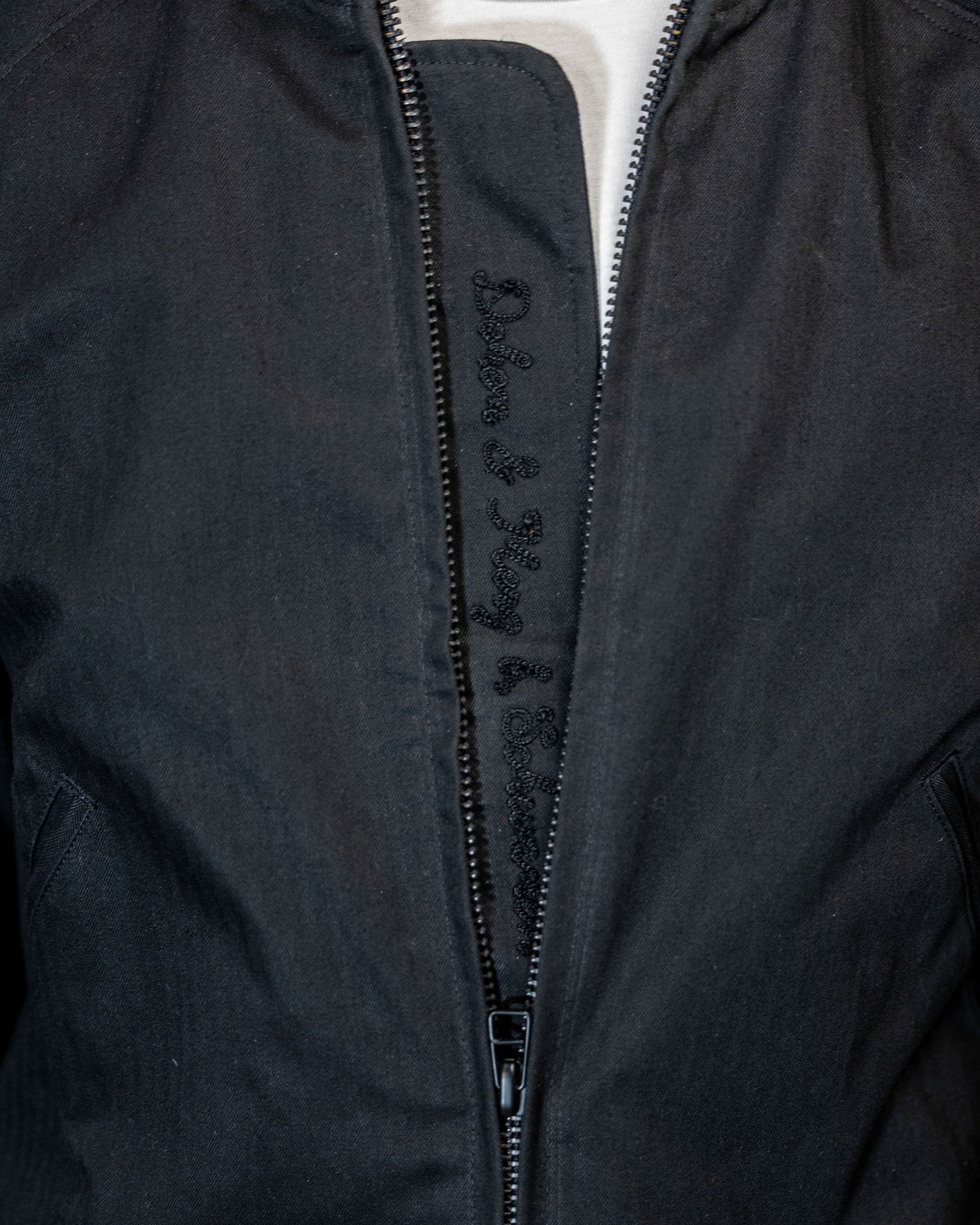 Dehen x Merz b. Schwanen Custom Pilot Jacket - Black Dry Wax Cotton