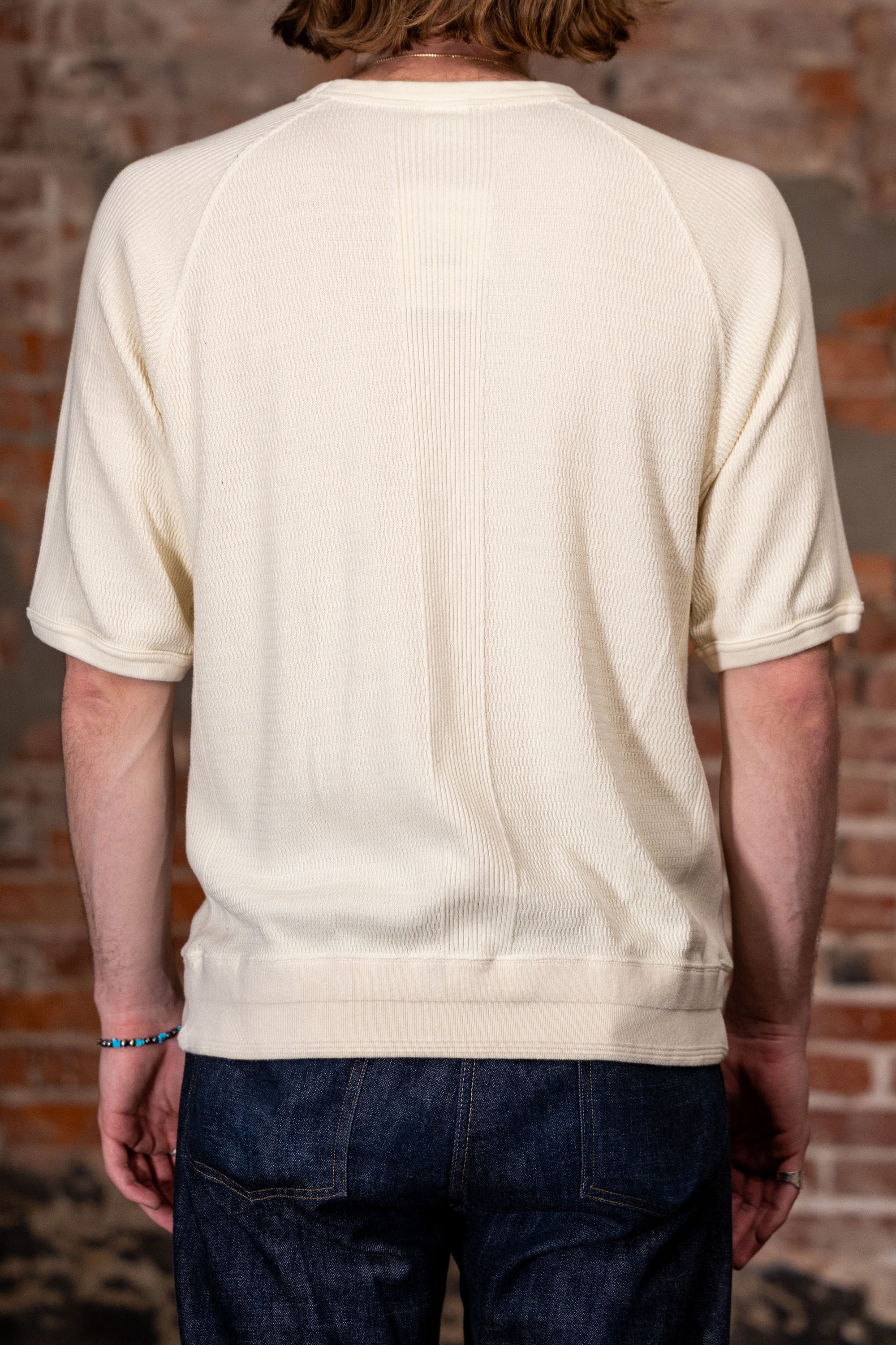The Flat Head FN-THW-002 Thermal Raglan T-Shirt - Ivory