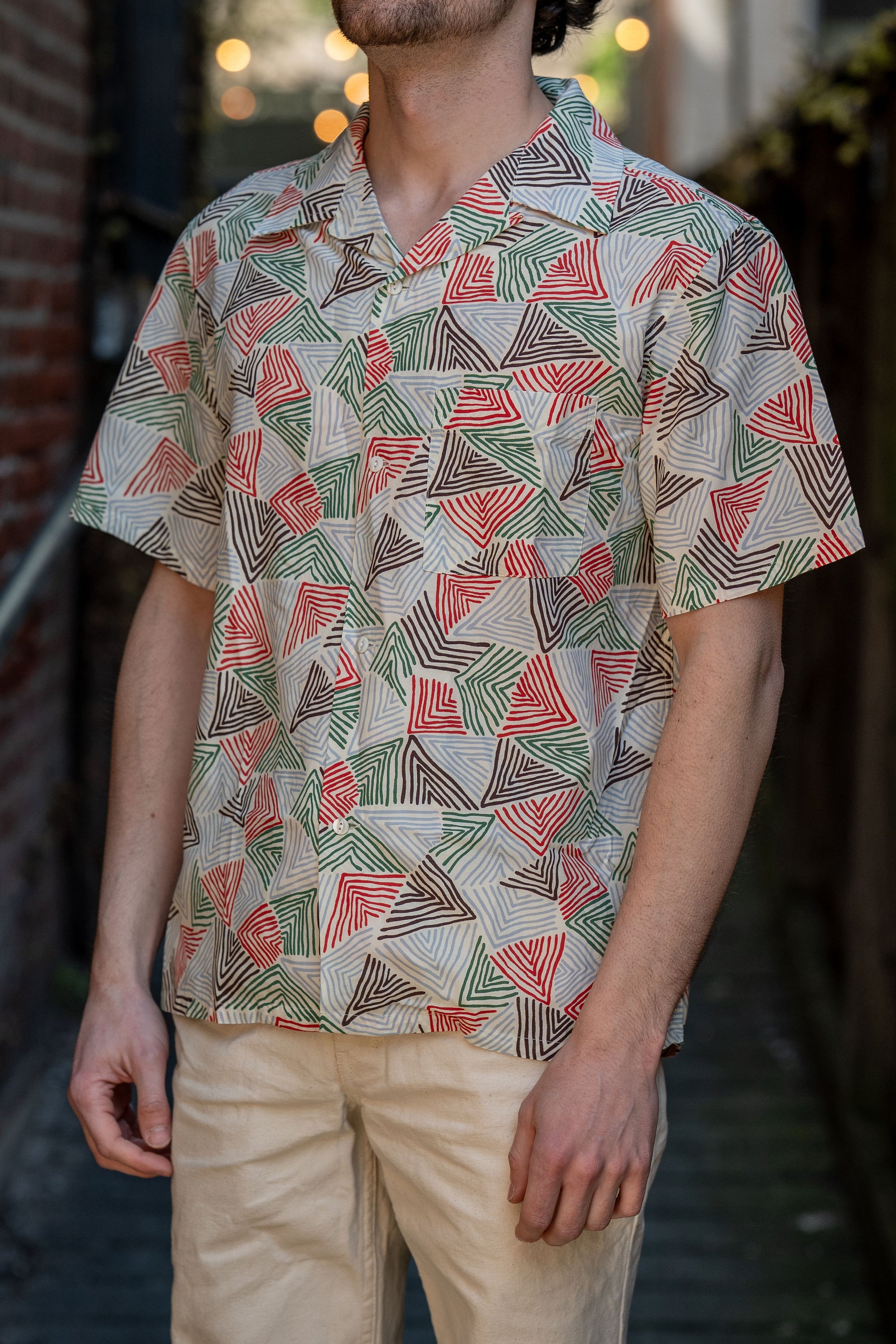 Knickerbocker Doodle Rayon & Cotton Shirt - Bone