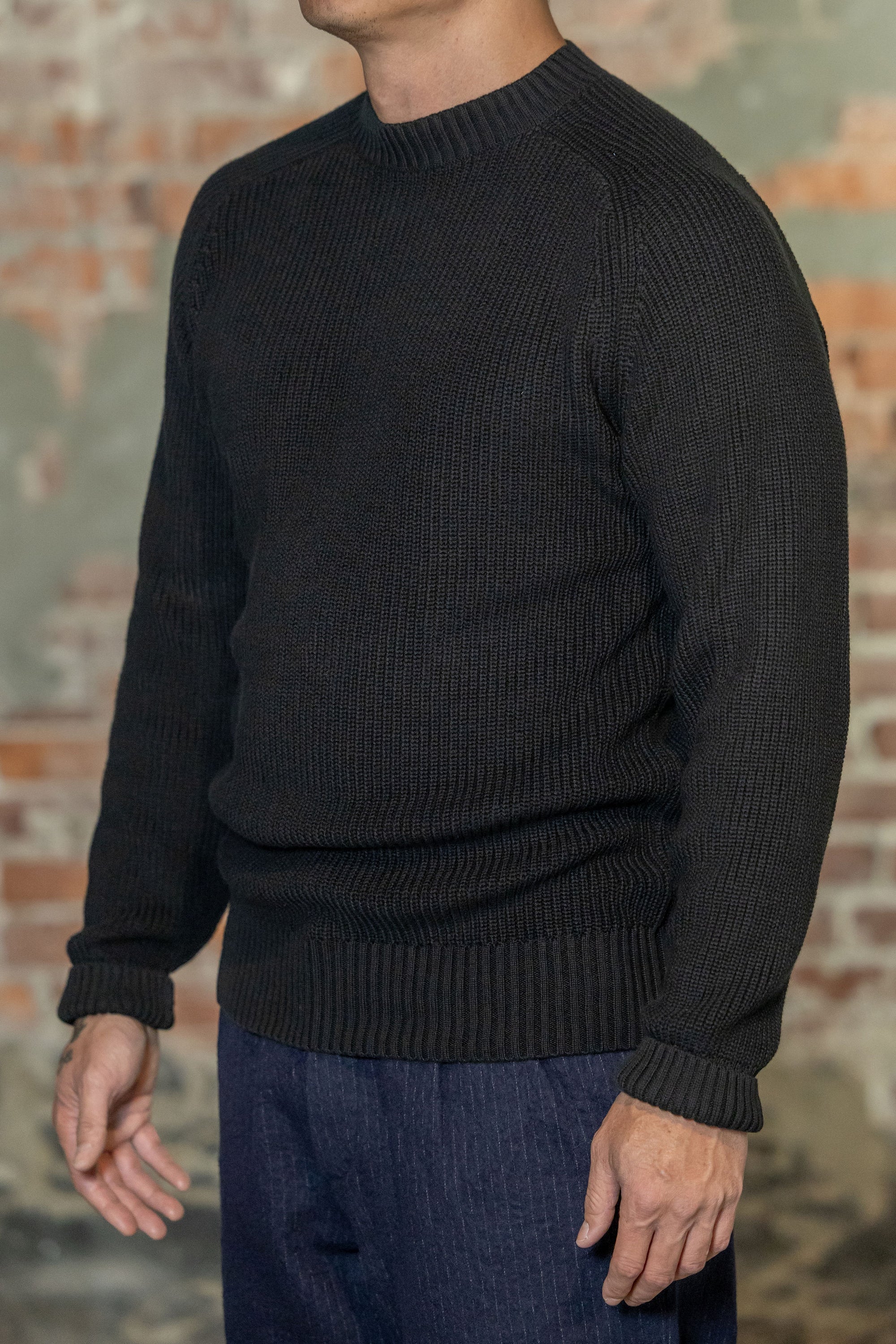 3sixteen Cotton Crewneck Sweater - Black