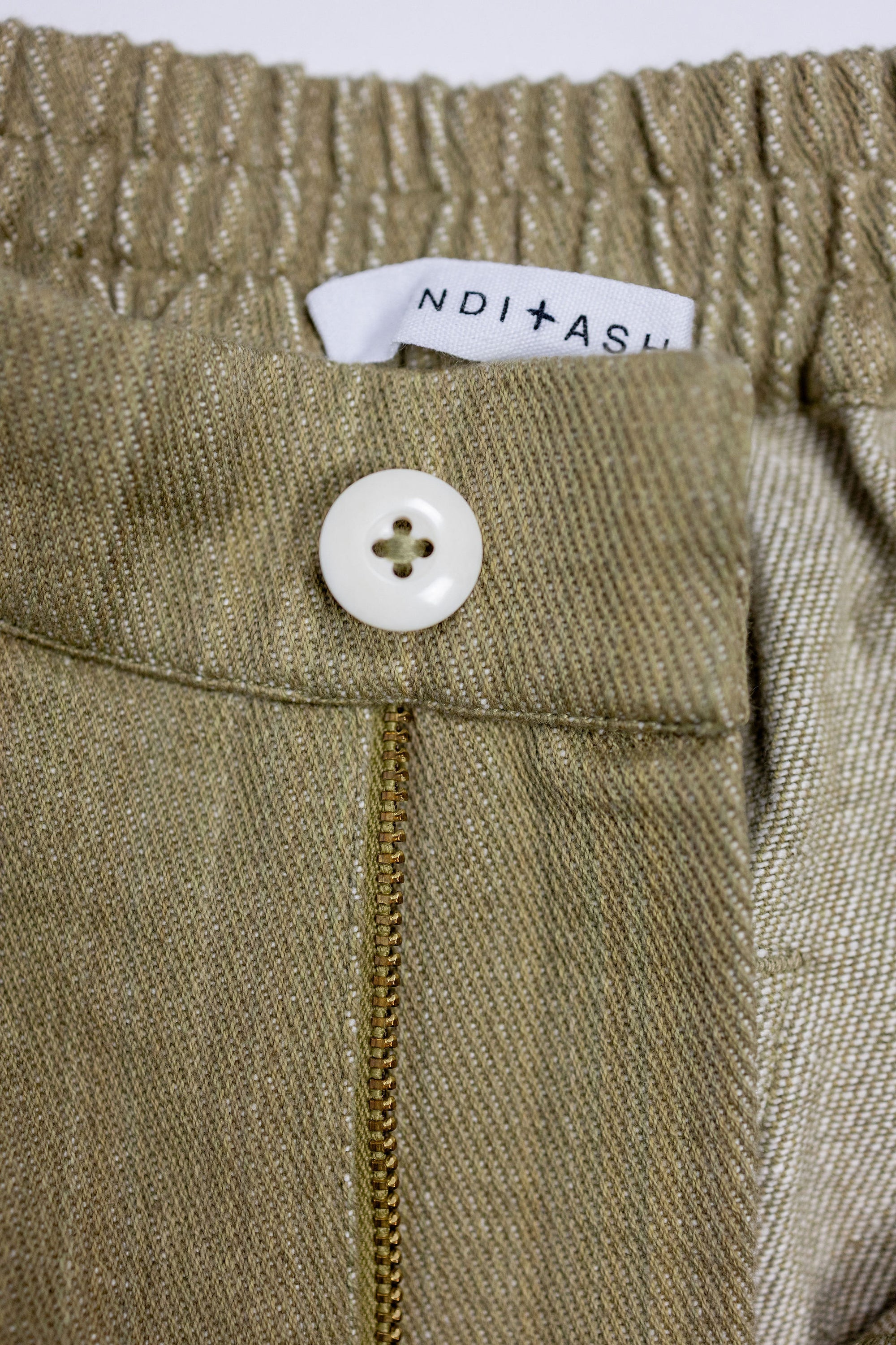 Indi + Ash Nico Pant - Olive Drab Handwoven Denim