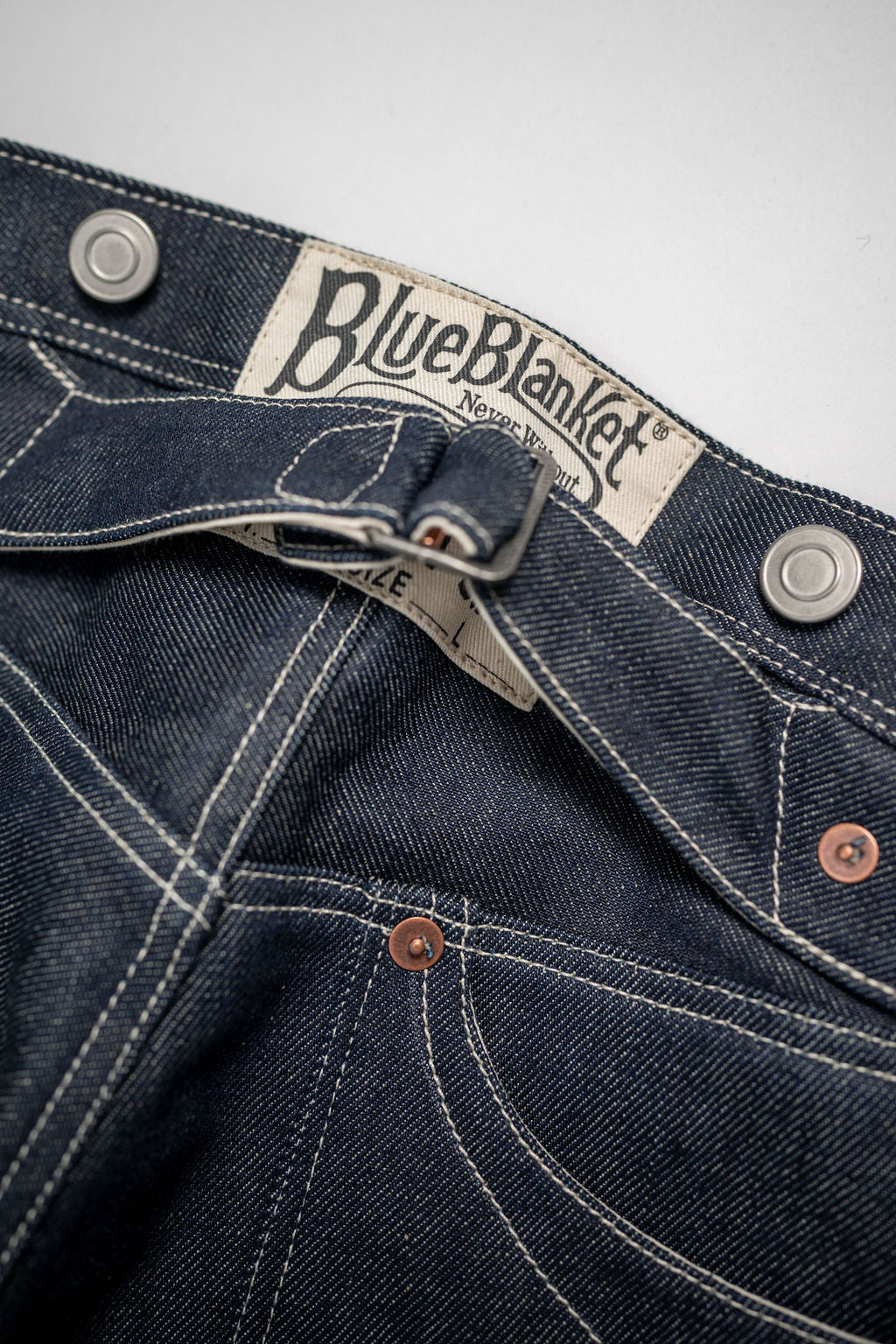 Blue Blanket P40 IT166 Waist Overall Jeans 1870s Single Needle Production - 13oz Italian Selvedge Raw Organic Denim