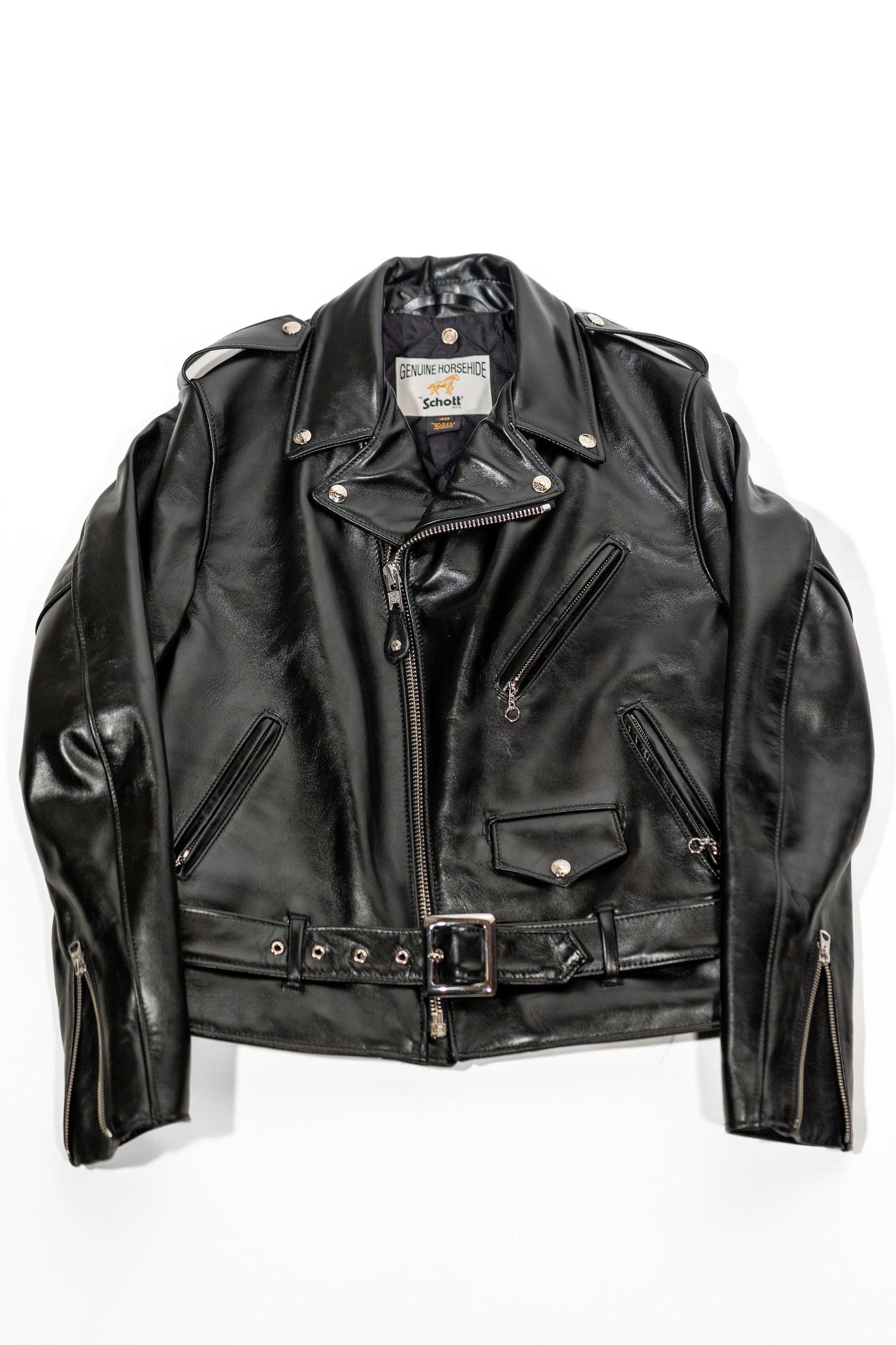 Schott NYC 618HH Horsehide Perfecto Leather Jacket - Black