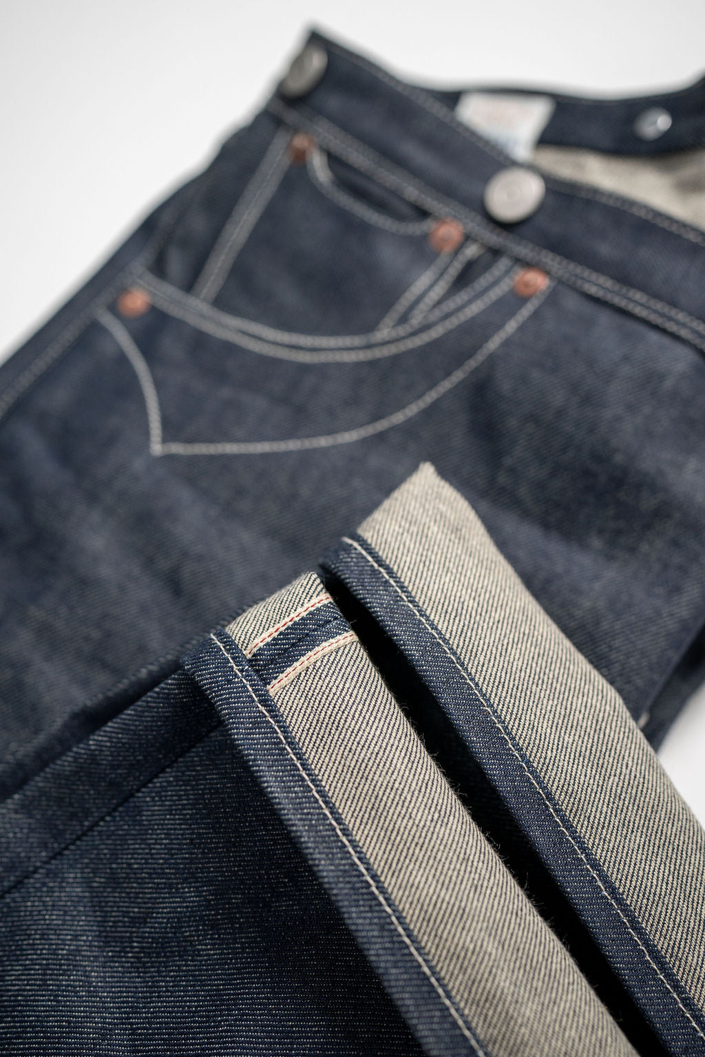 Blue Blanket P40 IT166 Waist Overall Jeans 1870s Single Needle Production - 13oz Italian Selvedge Raw Organic Denim