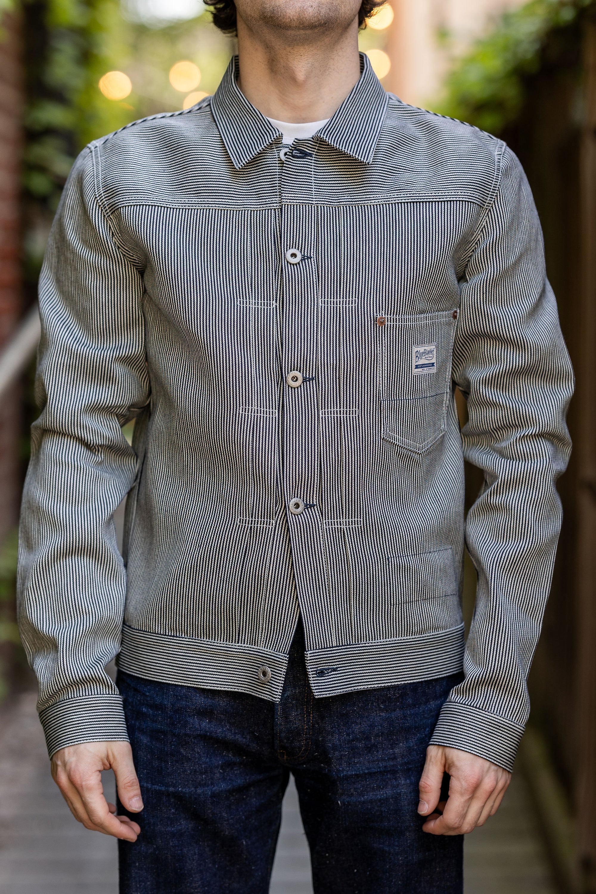 Blue Blanket J03 JP111 Type I Jacket - Hickory Stripe Indigo