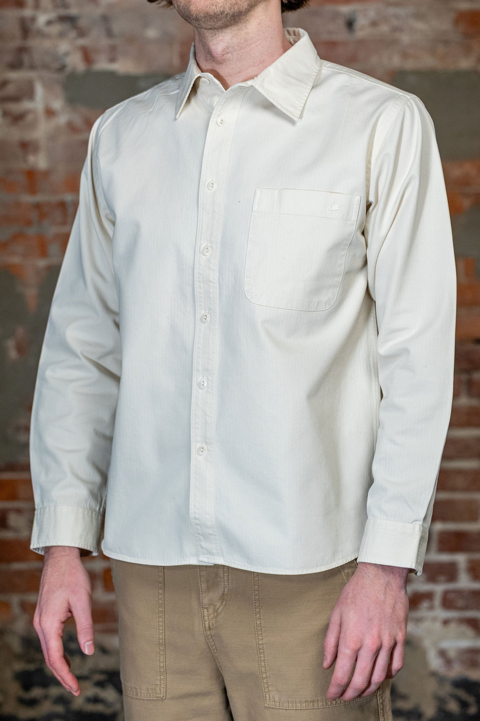 Merz b. Schwanen SHIRT01HB Herringbone Shirt - Nature