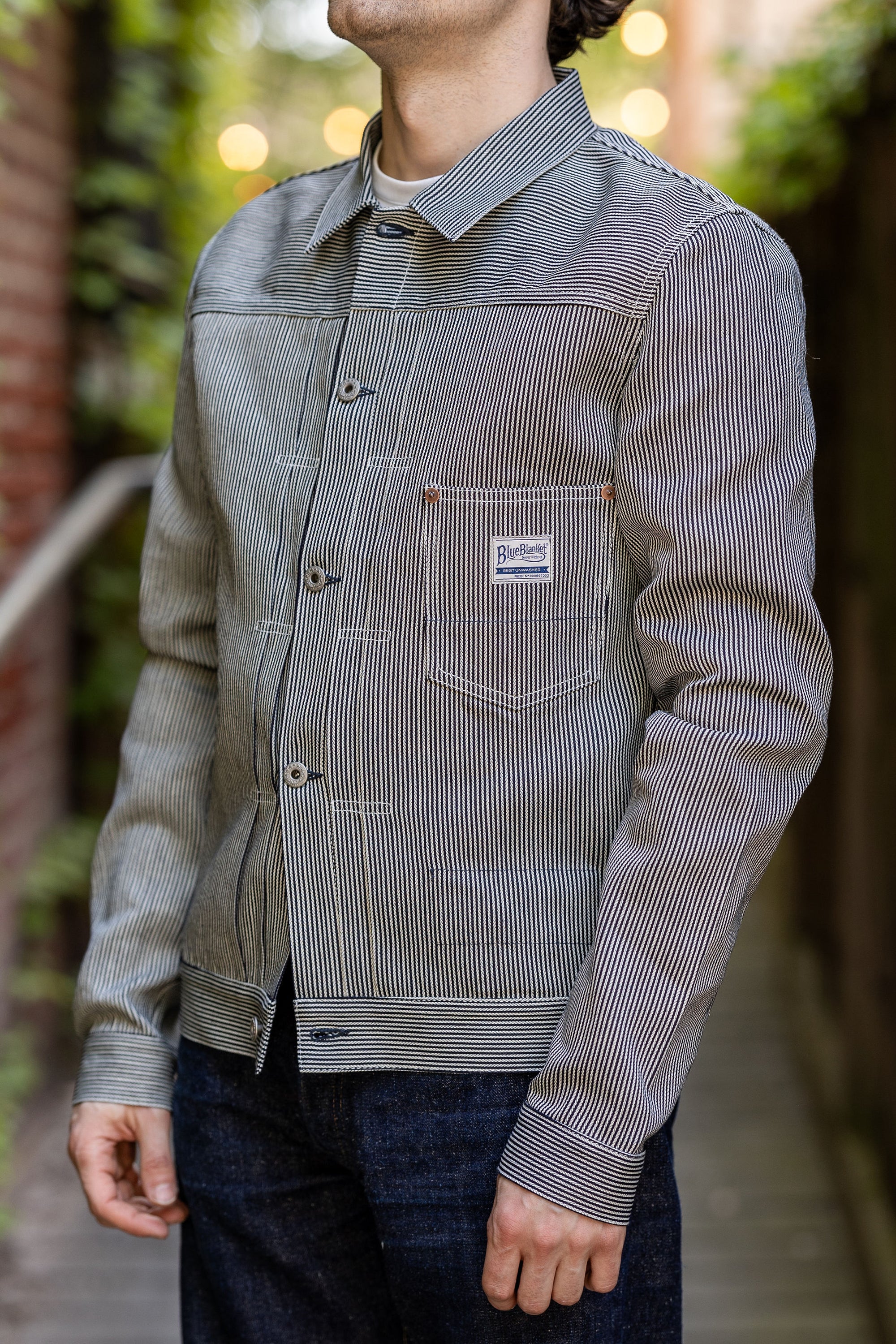 Blue Blanket J03 JP111 Type I Jacket - Hickory Stripe Indigo