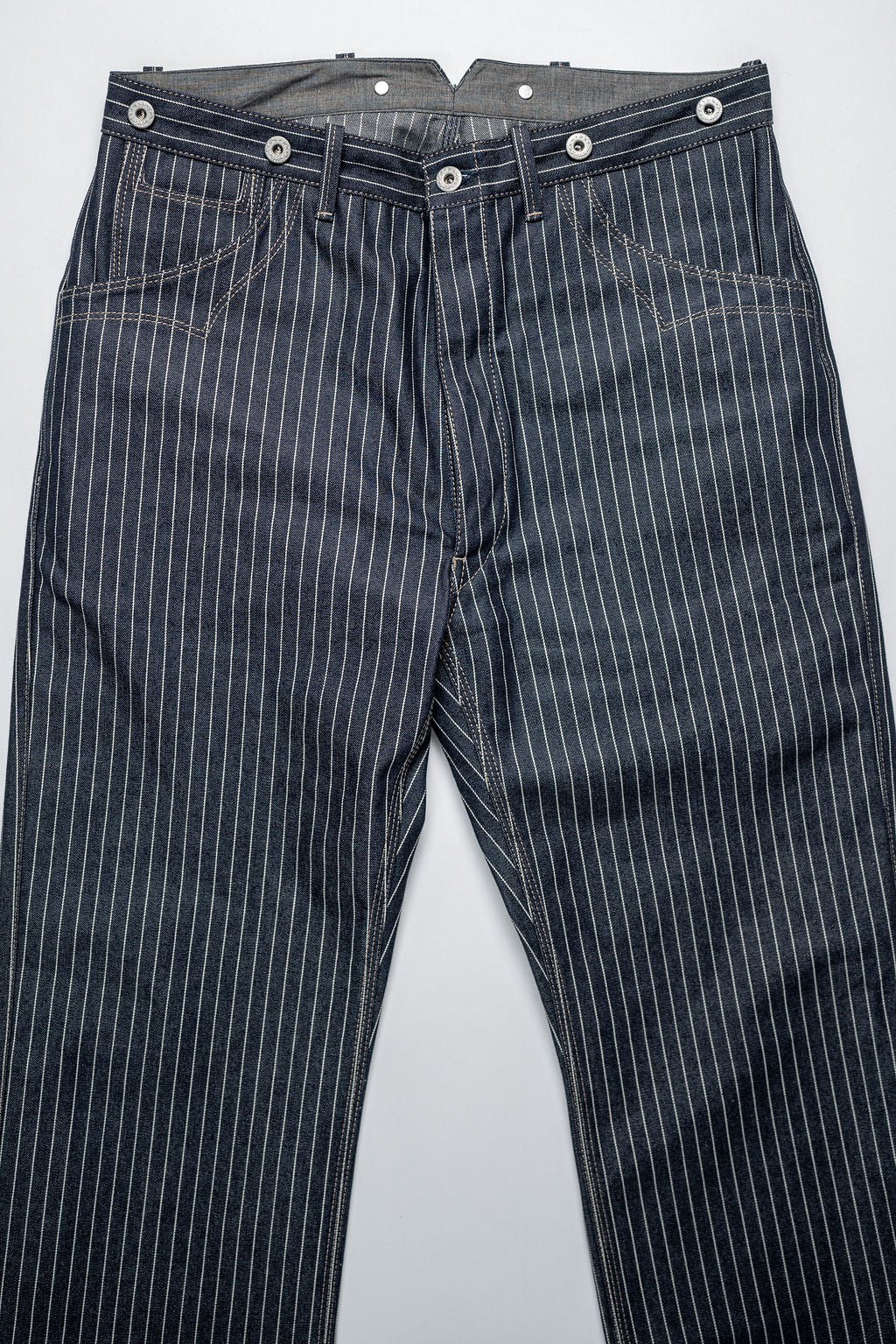 Blue Blanket IJ1 JP03 Waist Overall - 11oz Japanese Dark Indigo Pinstripe Selvedge Denim