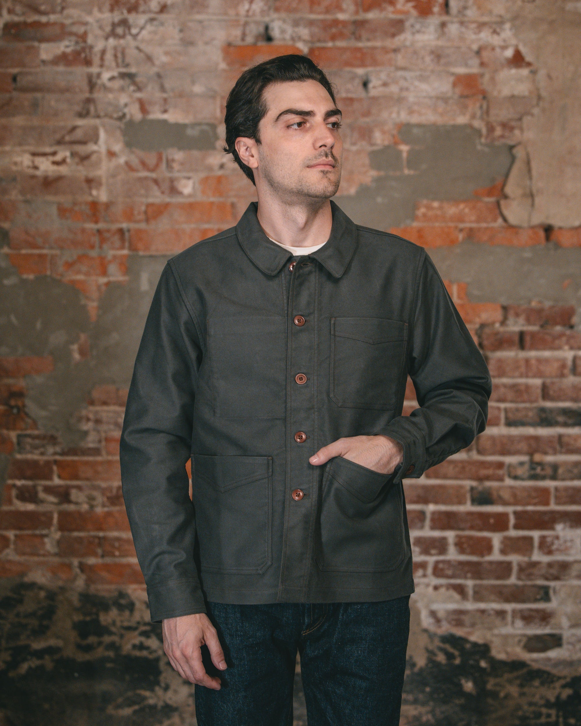 3sixteen French Work Jacket - Grey Moleskin