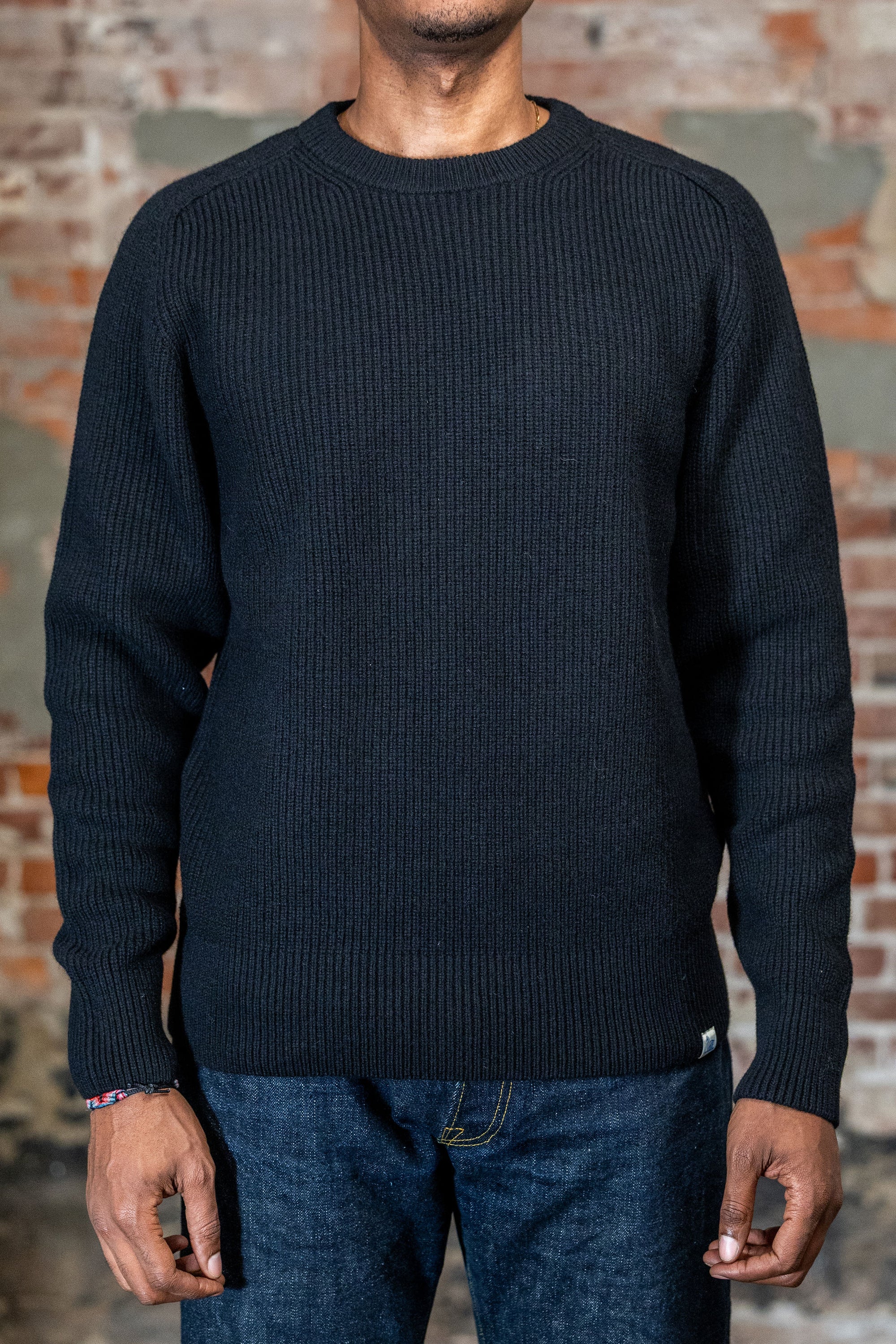 Merz b. Schwanen LOCC02 Sturdy Ribbed Merino-Wool Cashmere Sweater - Deep Black