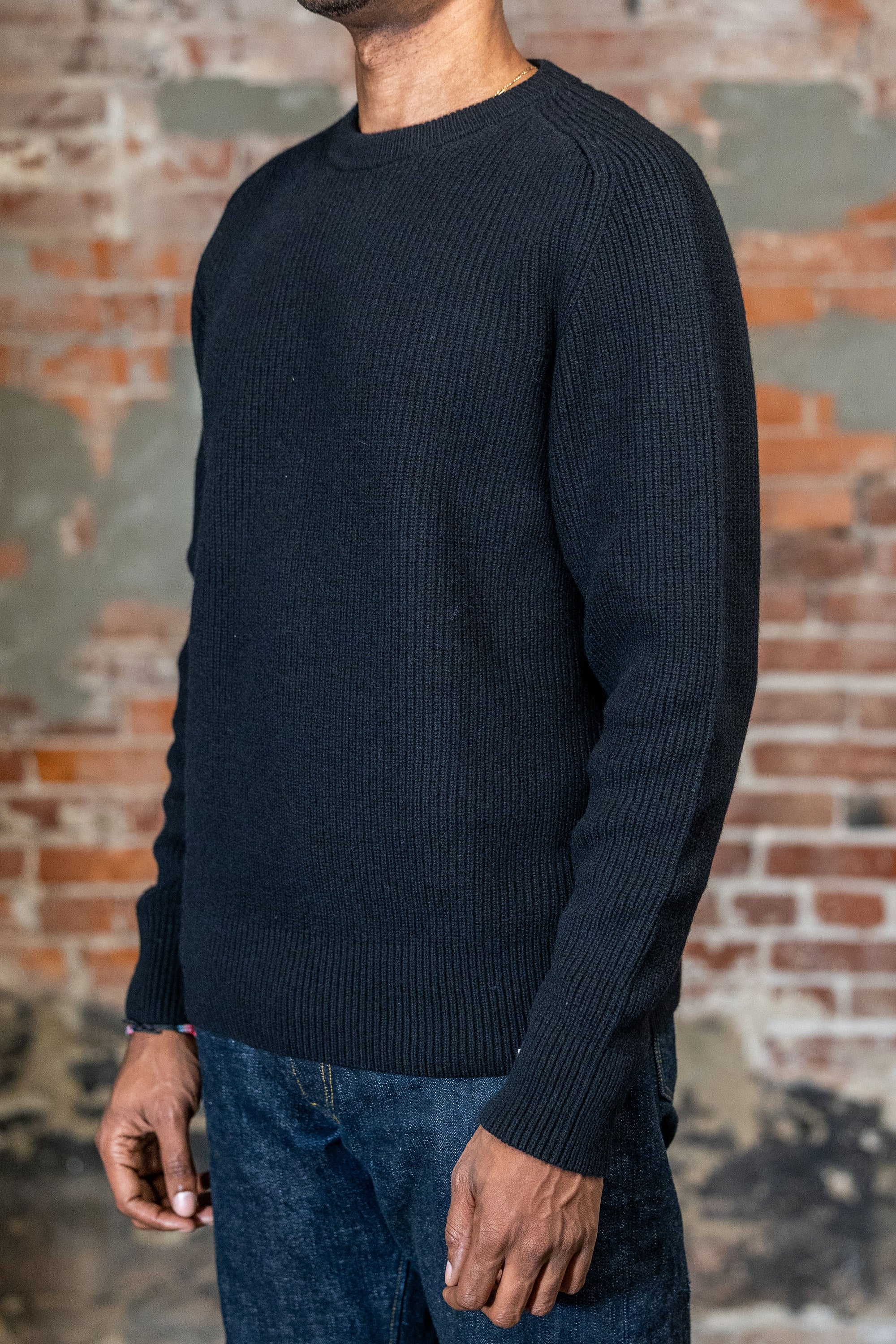 Merz b. Schwanen LOCC02 Sturdy Ribbed Merino-Wool Cashmere Sweater - Deep Black