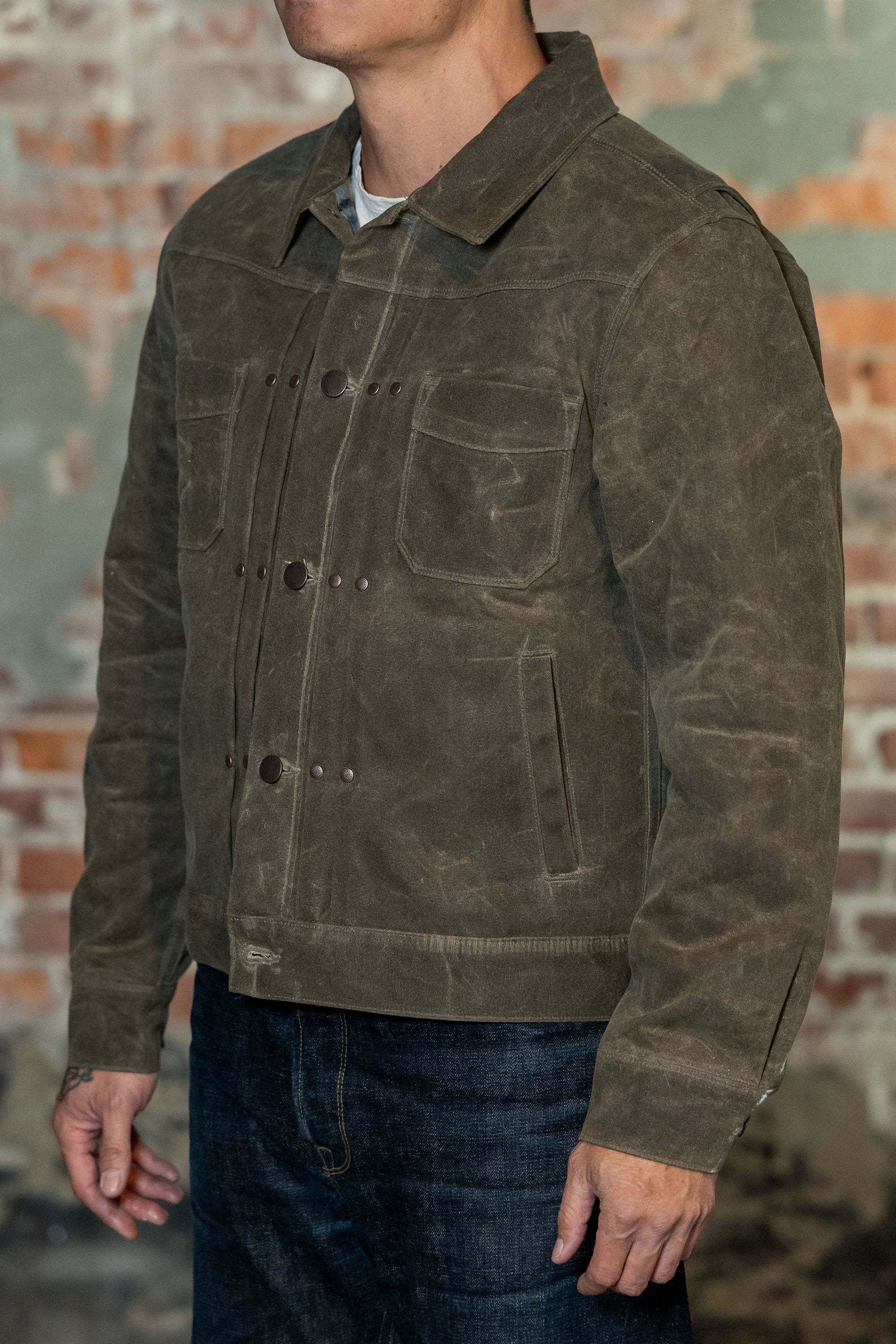 Freenote Cloth Heavy Waxed Riders Jacket - Tobacco Wool
