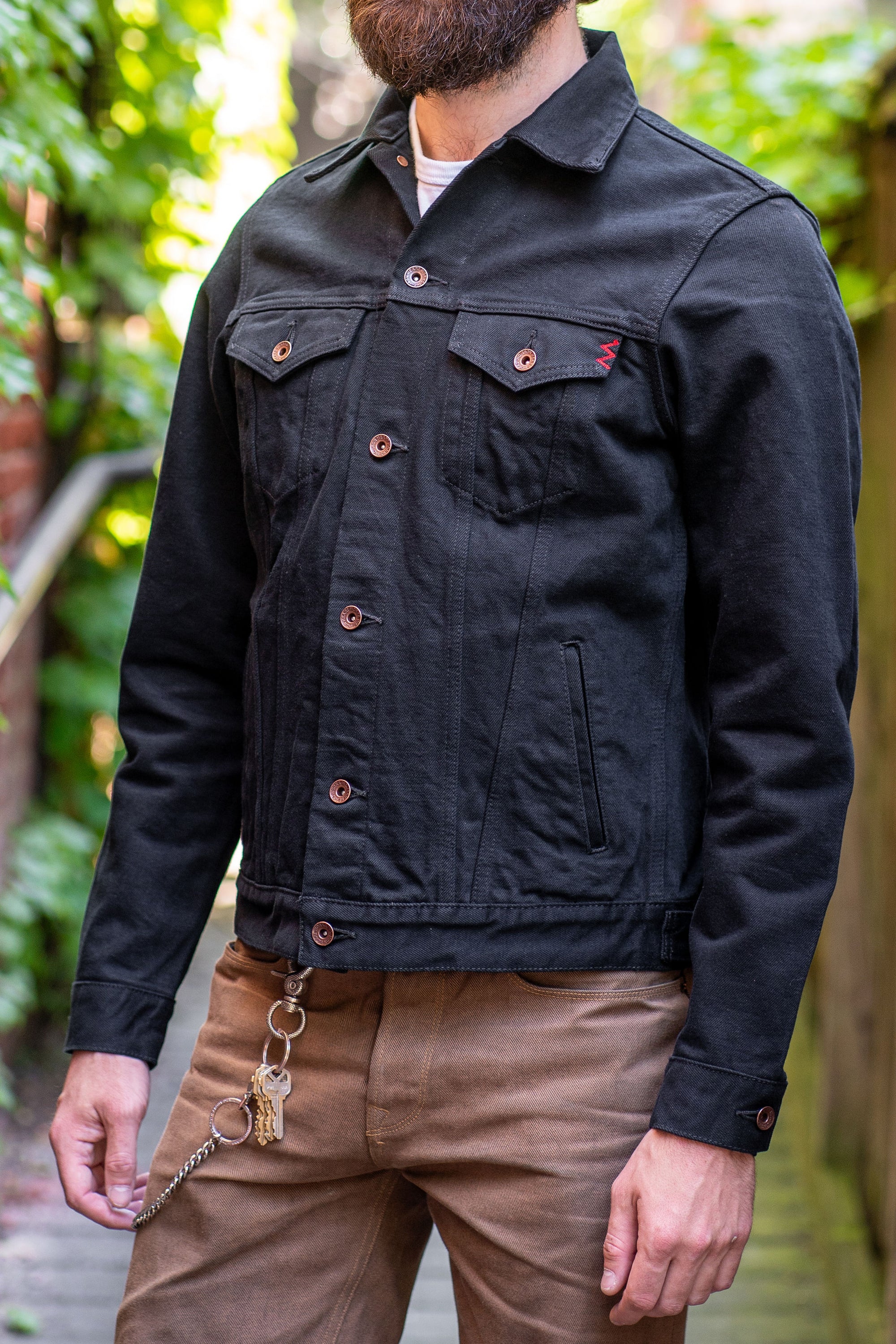 Iron Heart IHJ-132-BLK 14oz Selvedge Denim Modified Type III Jacket - Superblack