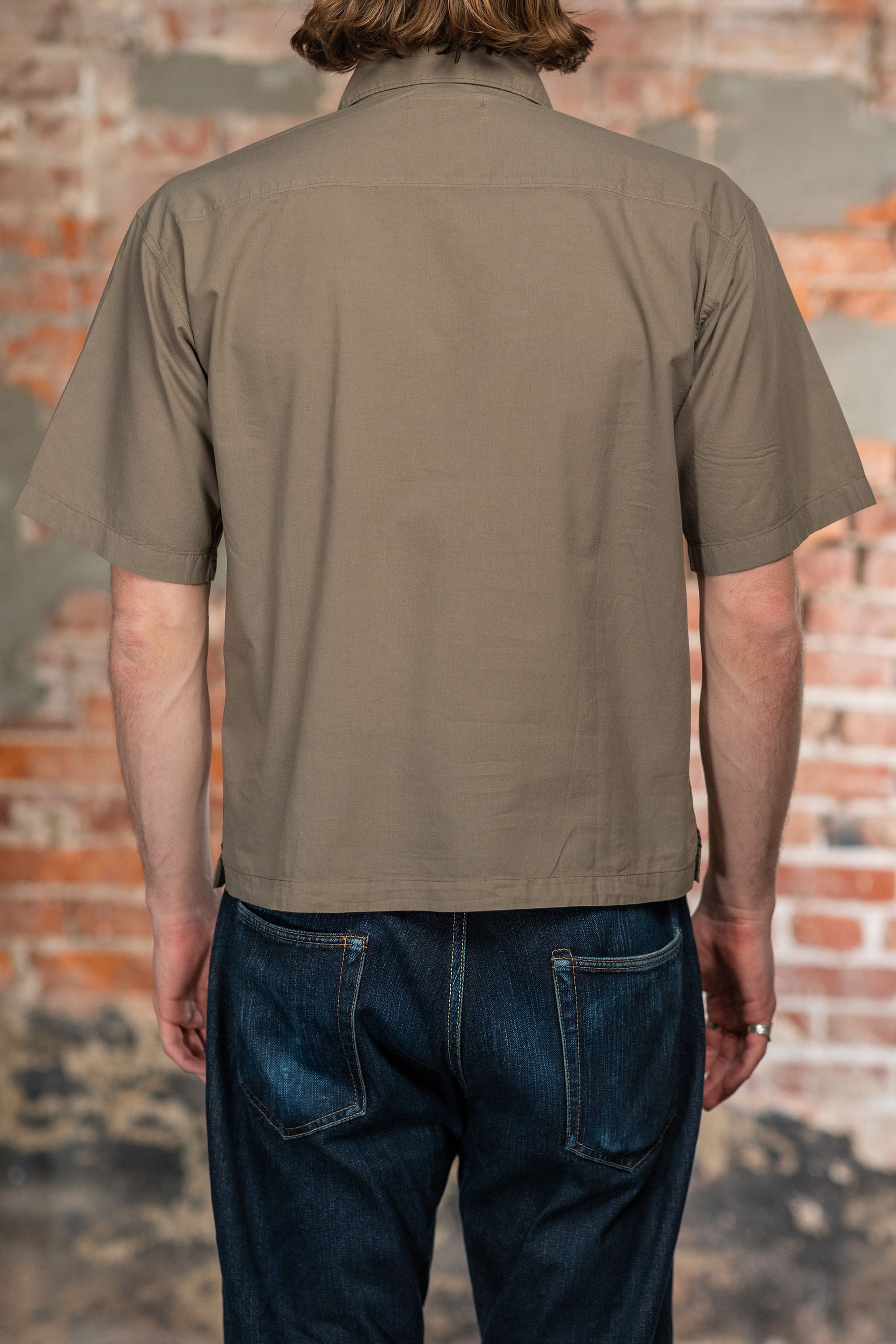 Merz b. Schwanen SHIRT09LP Lightweight Cotton Poplin Short Sleeve Shirt - Faded Grain