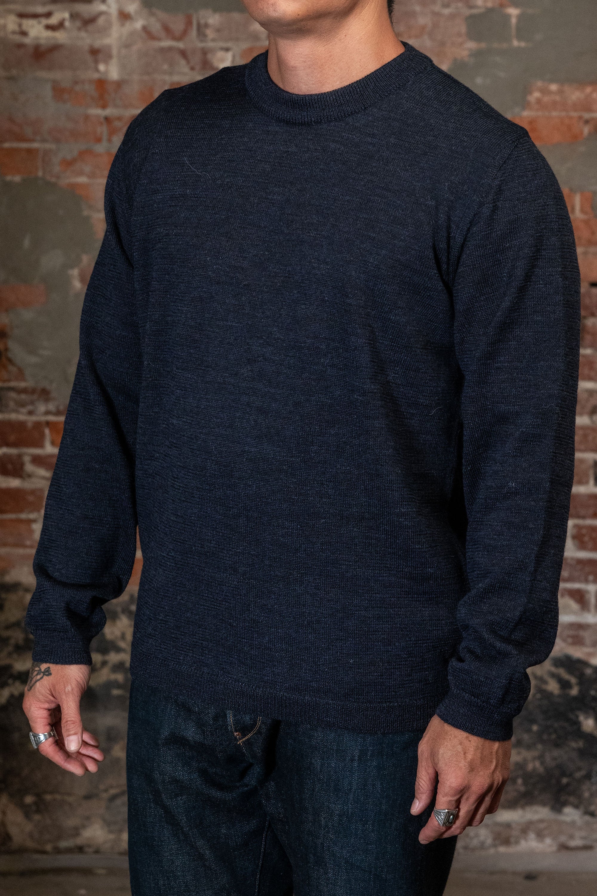 Hansen Garments Eske Crew Neck Sweater - Blue Melange