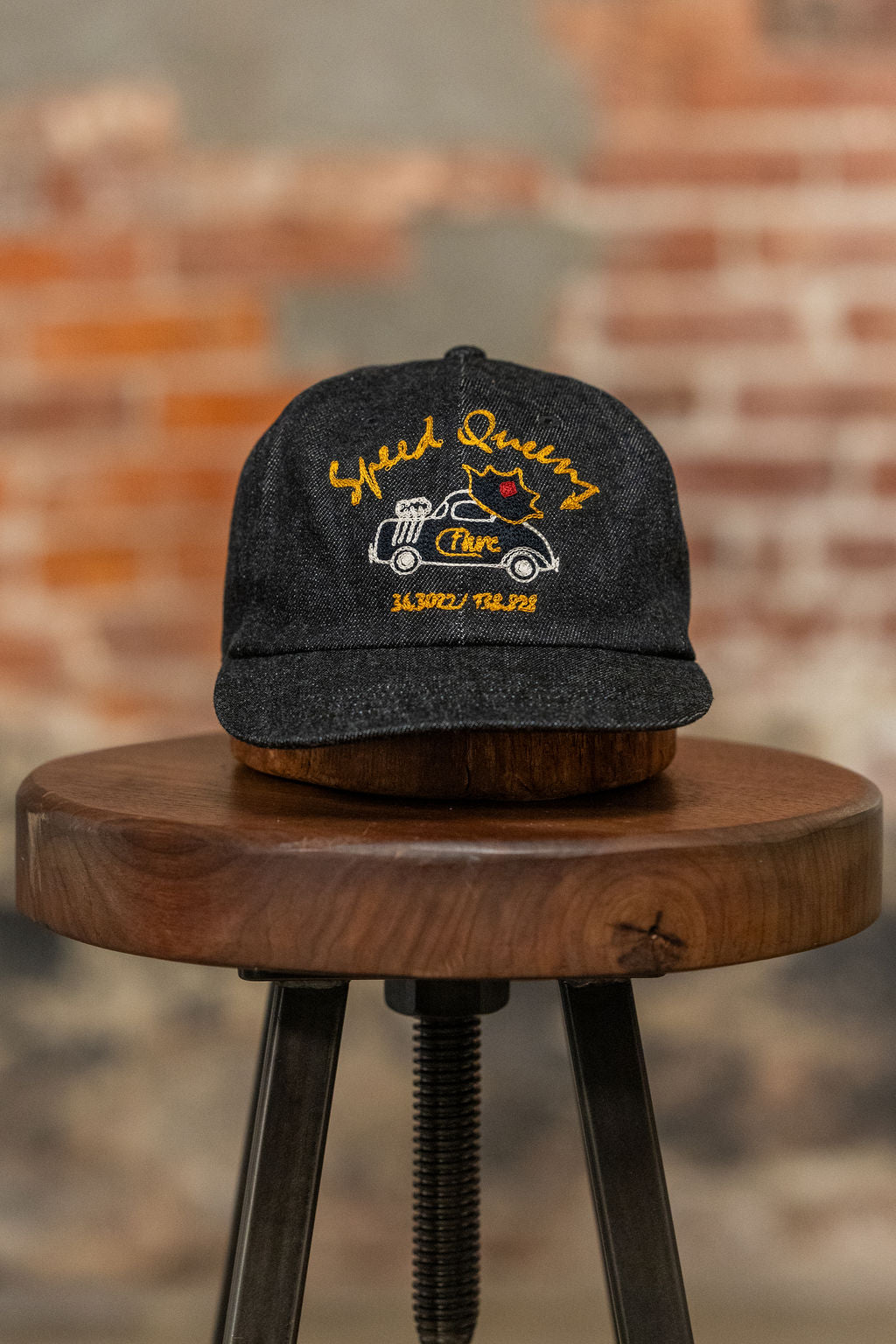 The Flat Head Selvedge Denim Cap Speed Queen – Black