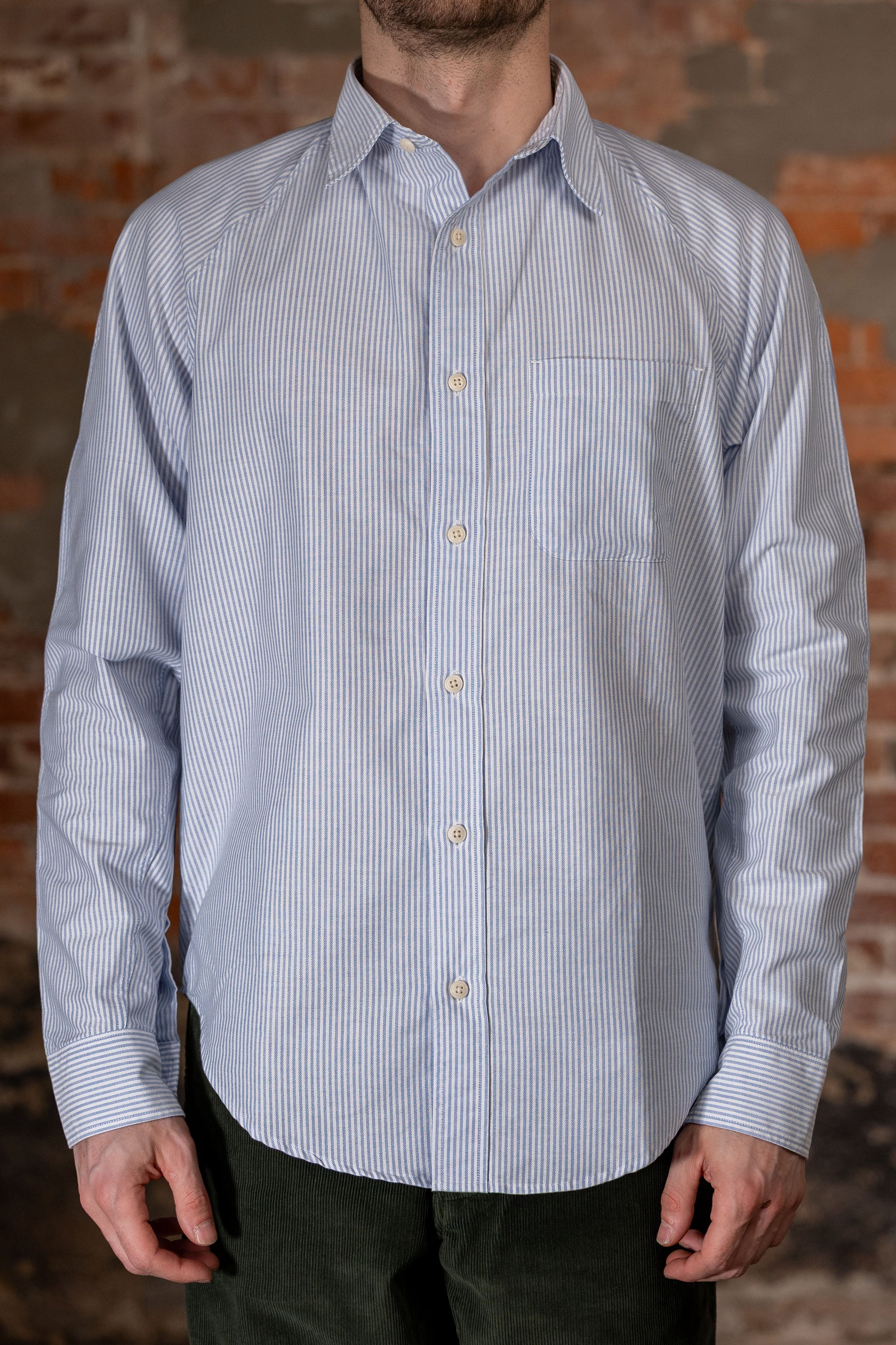 Heimat Textil Artist Shirt - Trail Blue / Seashell Bengal Stripe