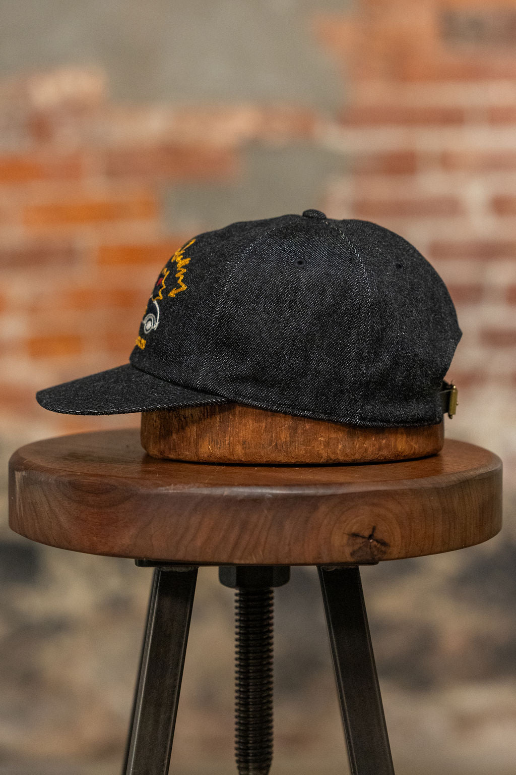 The Flat Head Selvedge Denim Cap Speed Queen – Black