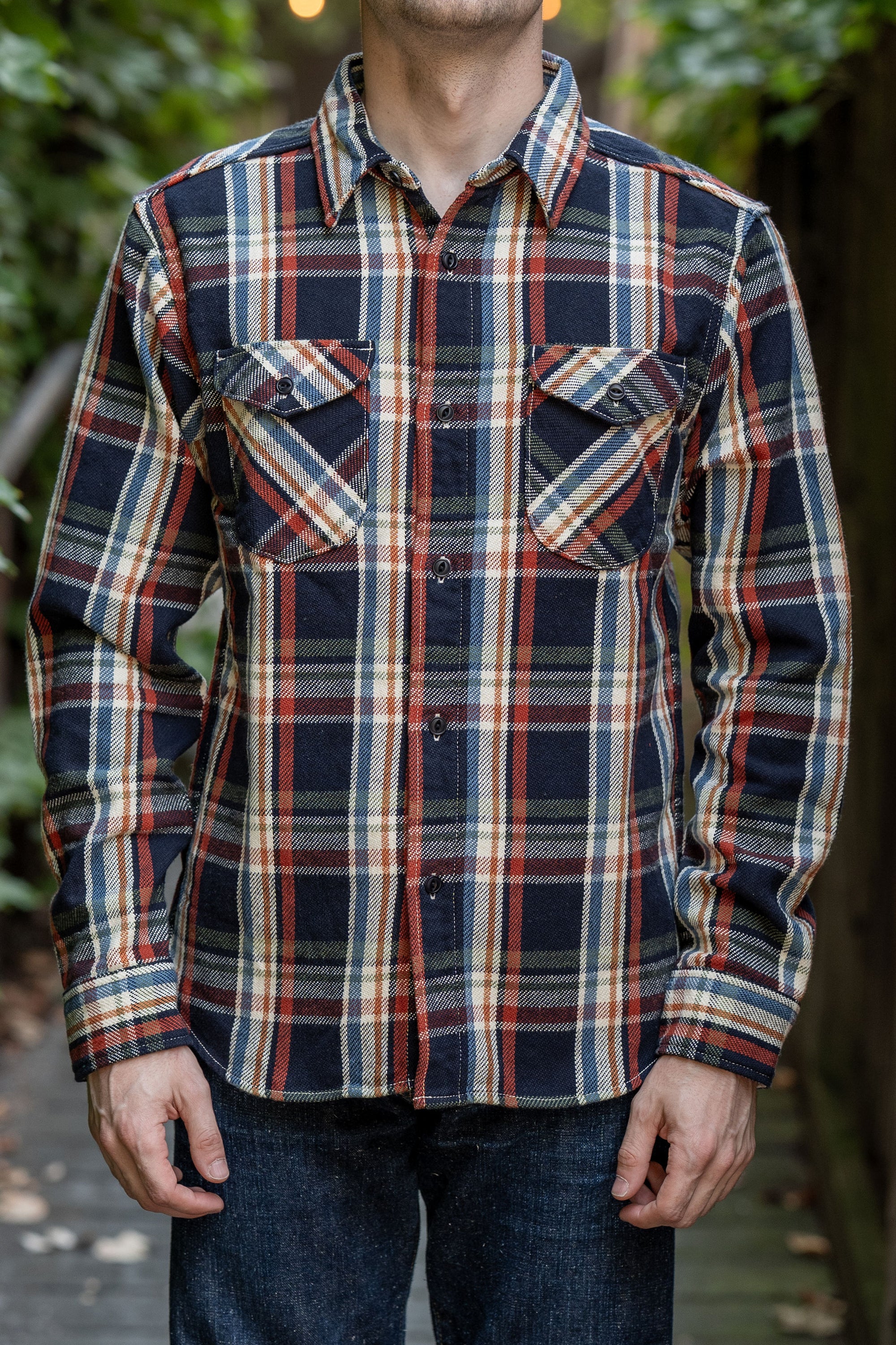 UES 502553 Heavy Flannel Shirts - Navy