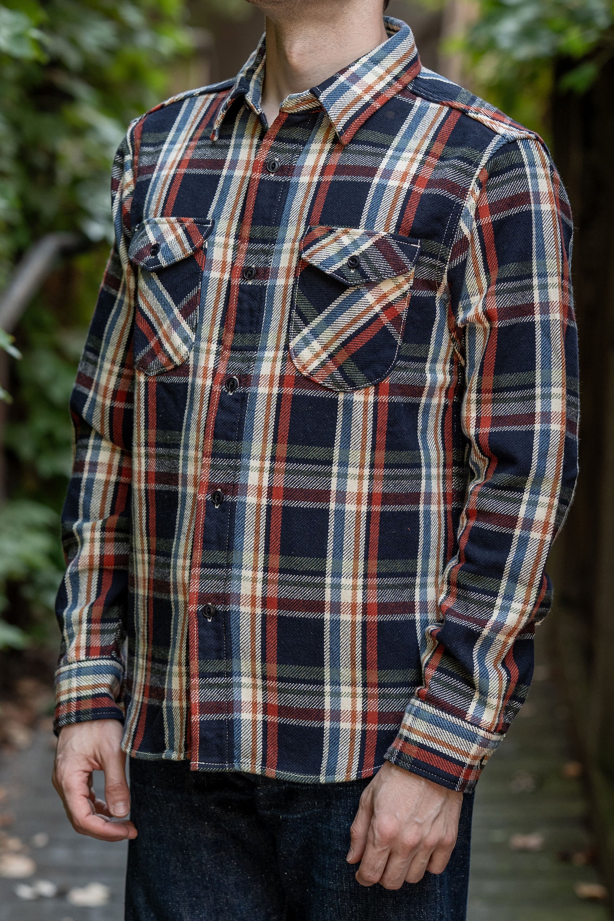 UES 502553 Heavy Flannel Shirts - Navy