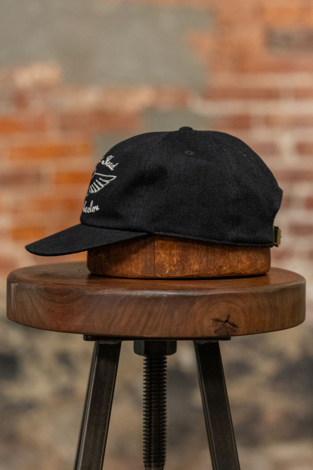 The Flat Head Selvedge Denim Cap Two Wheelers – Black