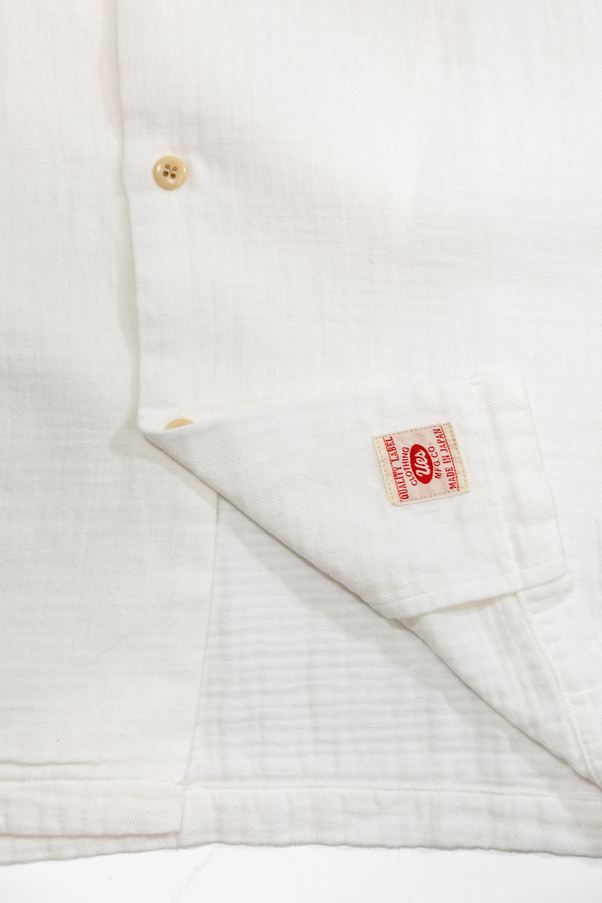 UES Herringbone Double Gauze Short Sleeve Shirt - White