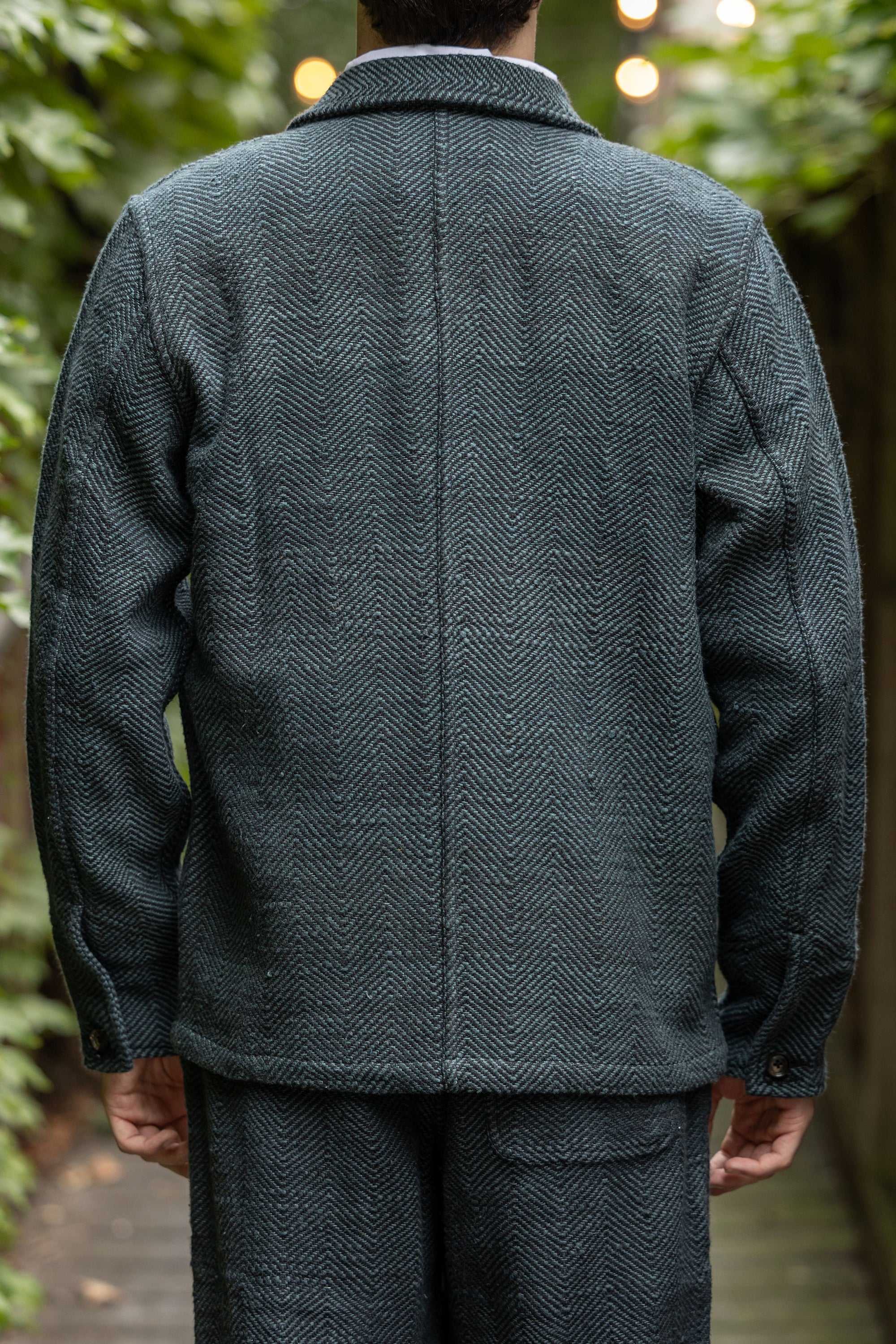 Indi + Ash Study Jacket - Midnight Teal/Iron Black Handspun Herringbone