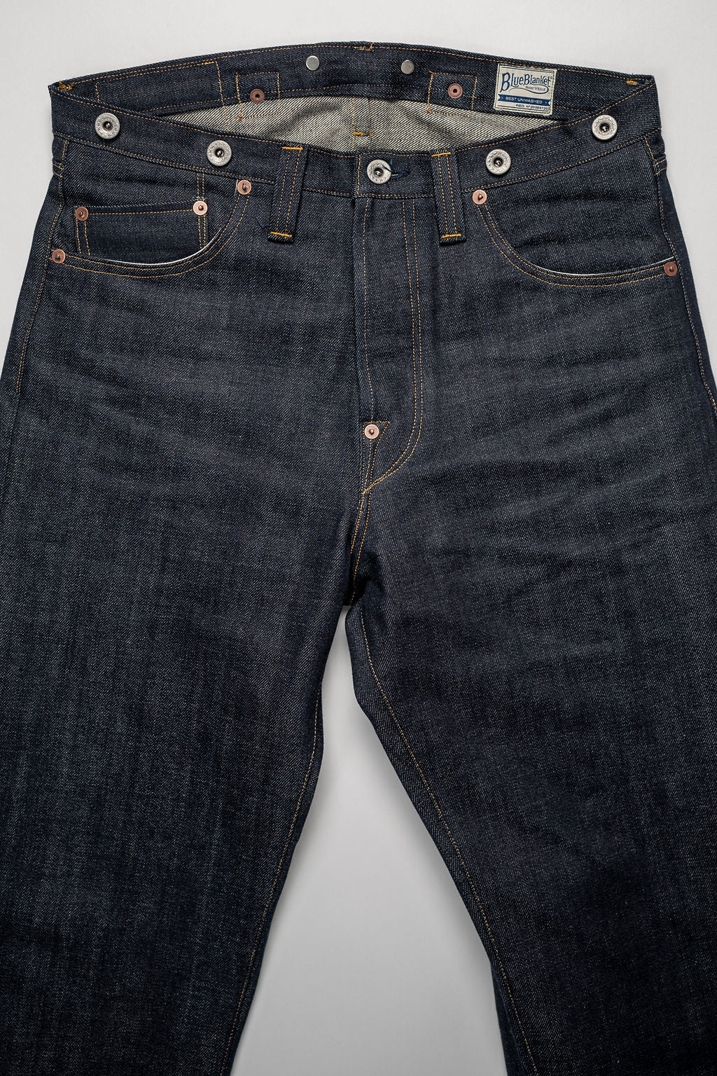 Blue Blanket P35 IT165 Waist Overall Jeans Single Needle Production - 13oz Italian Selvedge Raw Organic Denim