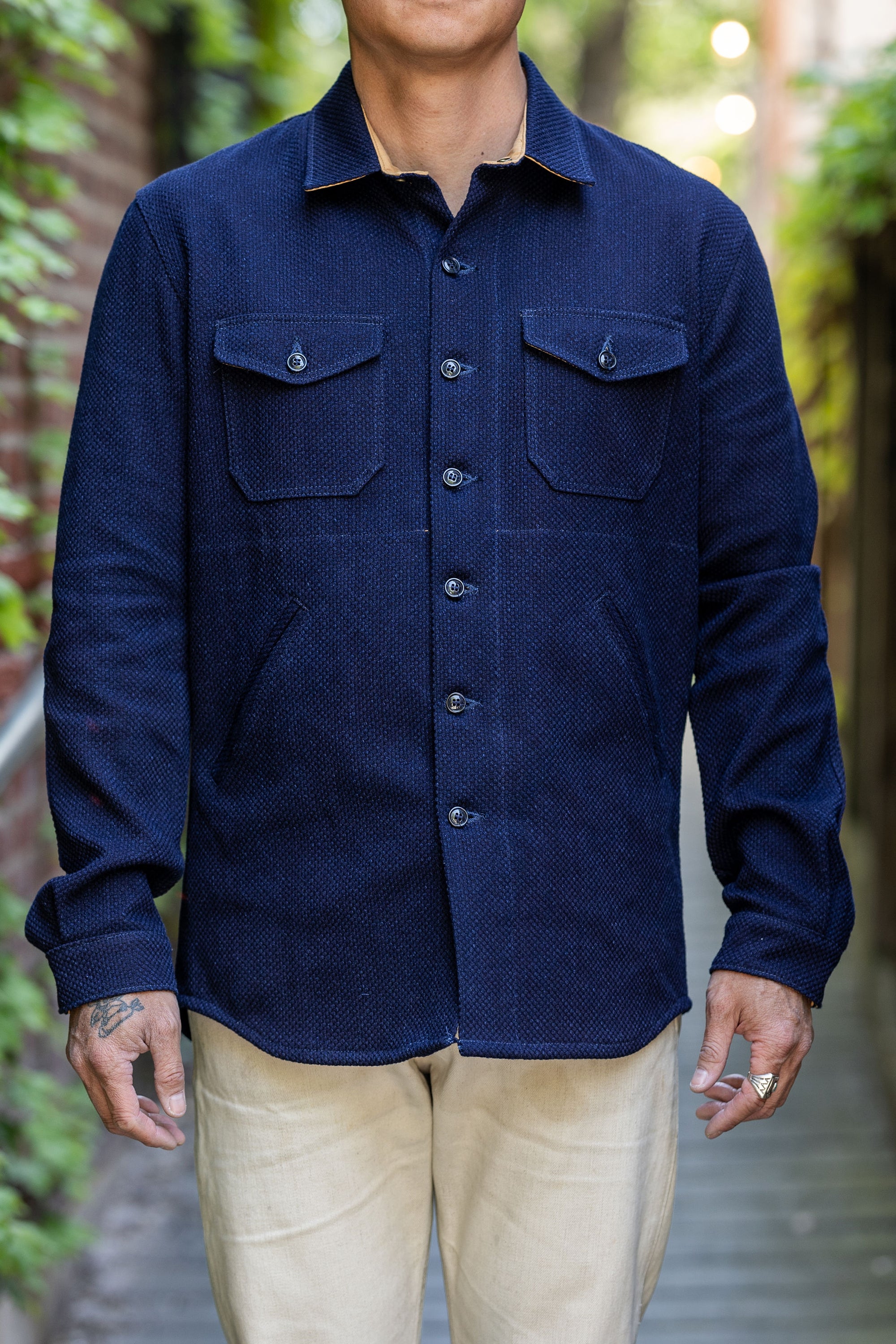 Dehen 1920 Crissman Overshirt - Sashiko Cotton Indigo