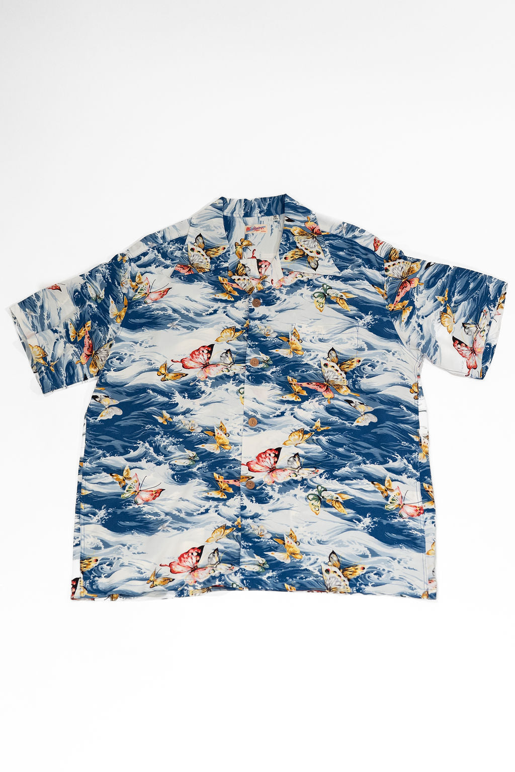 Sun Surf Rayon Hawaiian Shirt "Butterfly Splash" - Navy