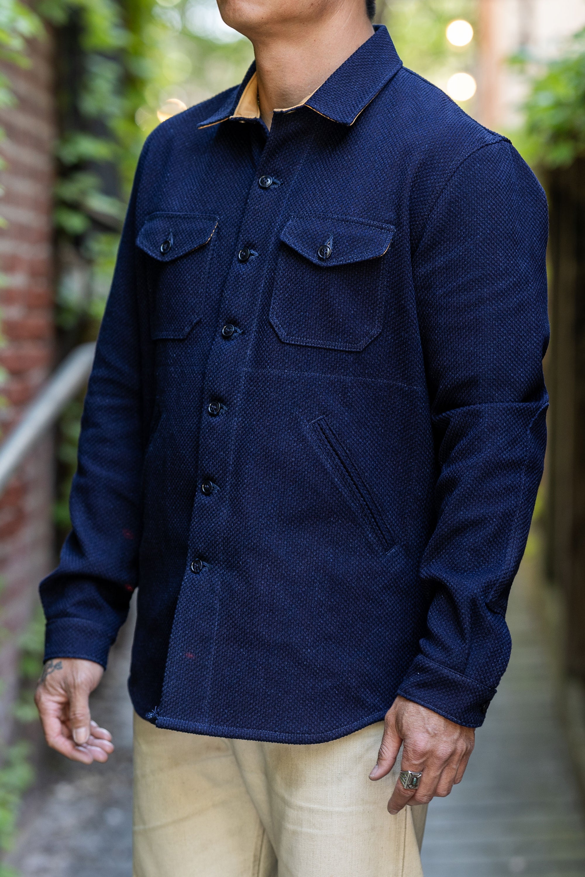 Dehen 1920 Crissman Overshirt - Sashiko Cotton Indigo
