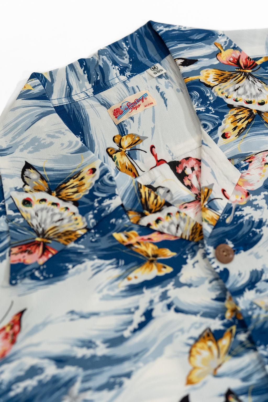 Sun Surf Rayon Hawaiian Shirt "Butterfly Splash" - Navy