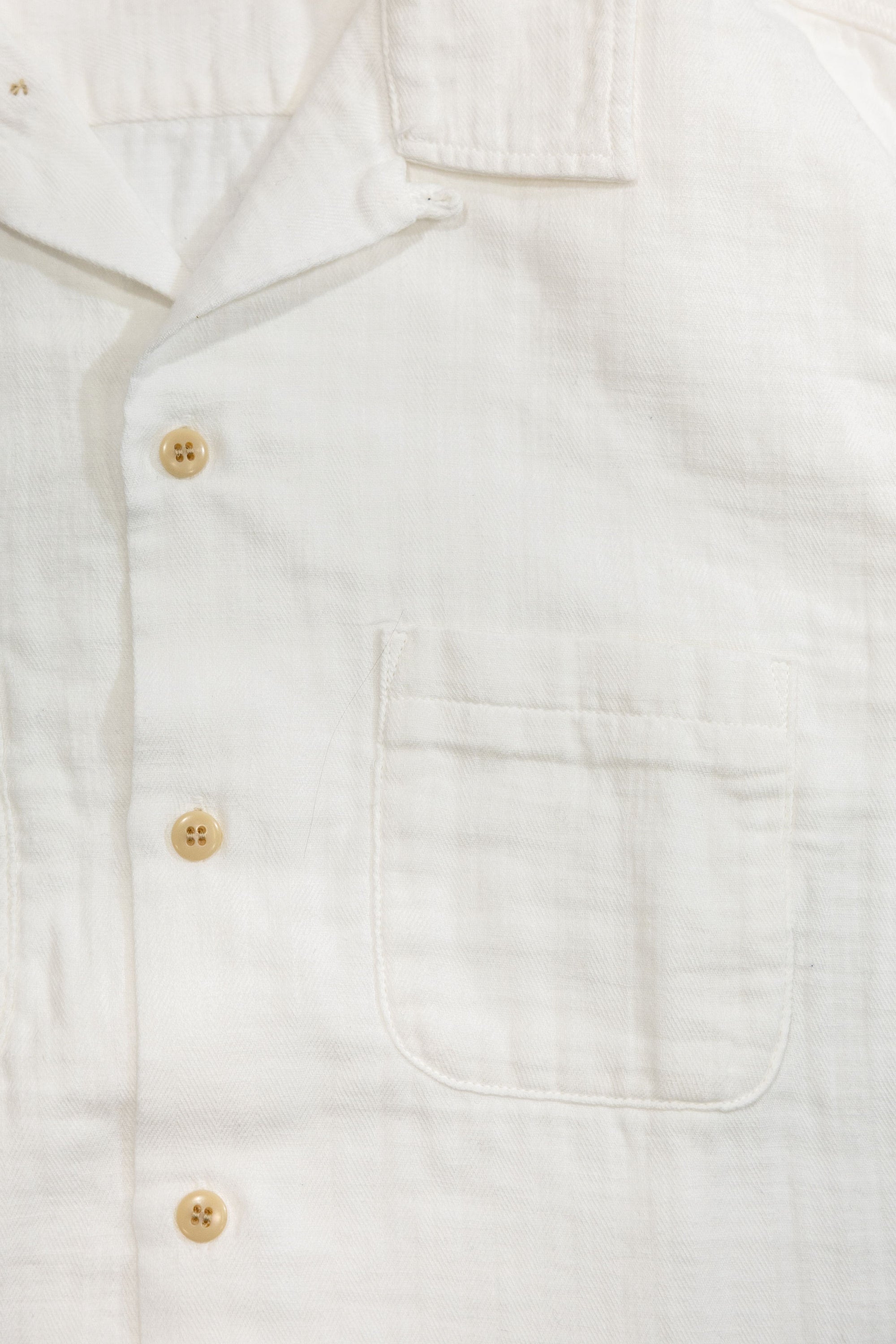 UES Herringbone Double Gauze Short Sleeve Shirt - White