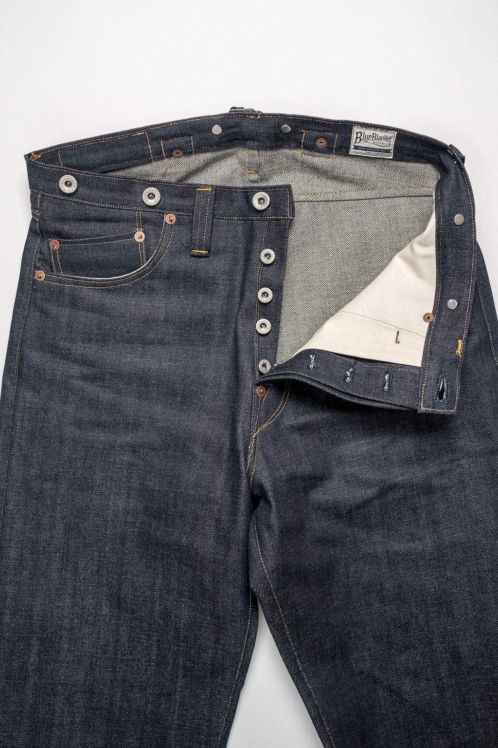 Blue Blanket P35 IT165 Waist Overall Jeans Single Needle Production - 13oz Italian Selvedge Raw Organic Denim