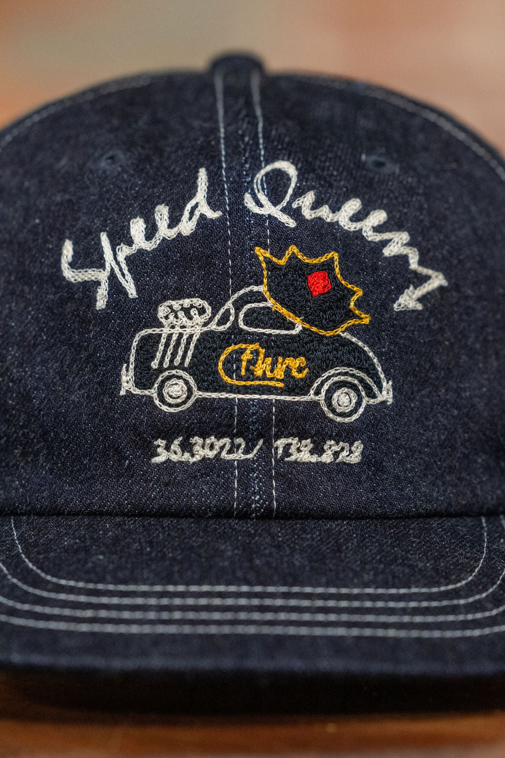 The Flat Head Selvedge Denim Cap Speed Queen – Indigo