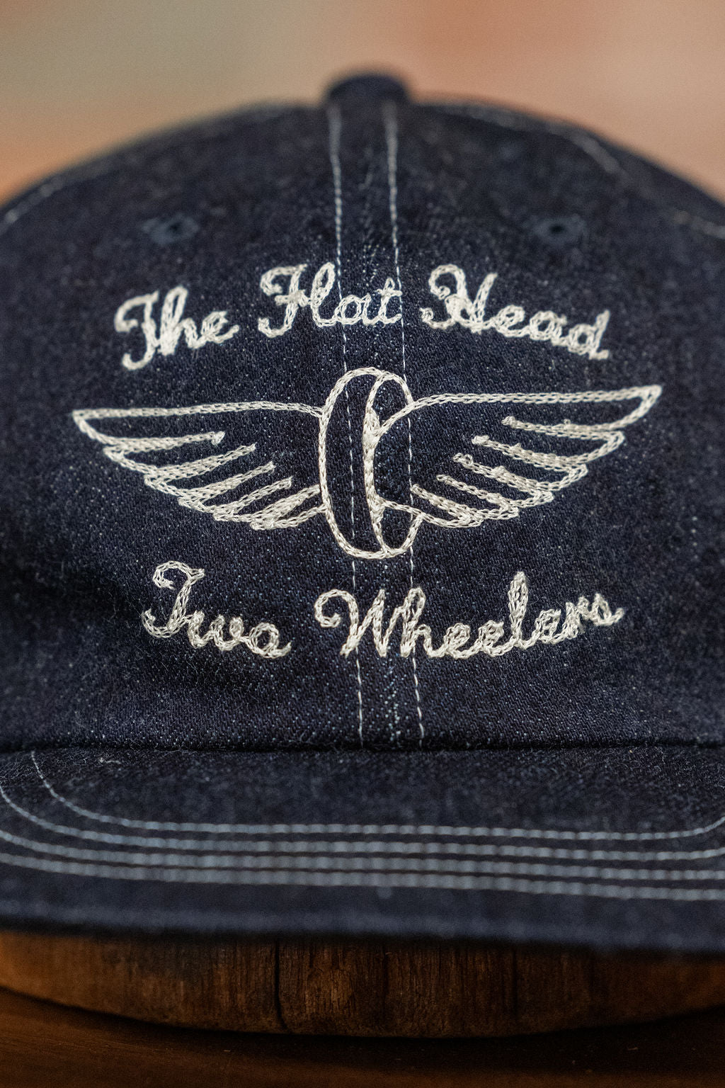 The Flat Head Selvedge Denim Cap Two Wheelers – Indigo