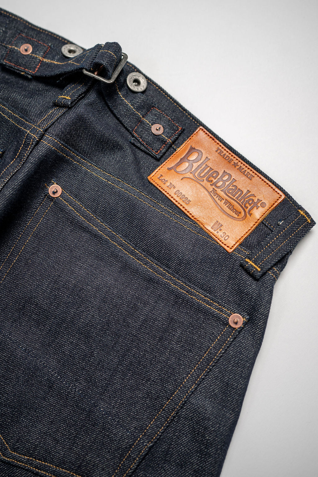 Blue Blanket P35 IT165 Waist Overall Jeans Single Needle Production - 13oz Italian Selvedge Raw Organic Denim