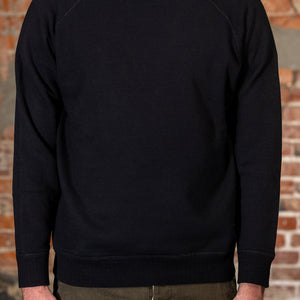 Pure Blue Japan 5410-IDBK Knitted Hoodie - Indigo Black. on model front profile