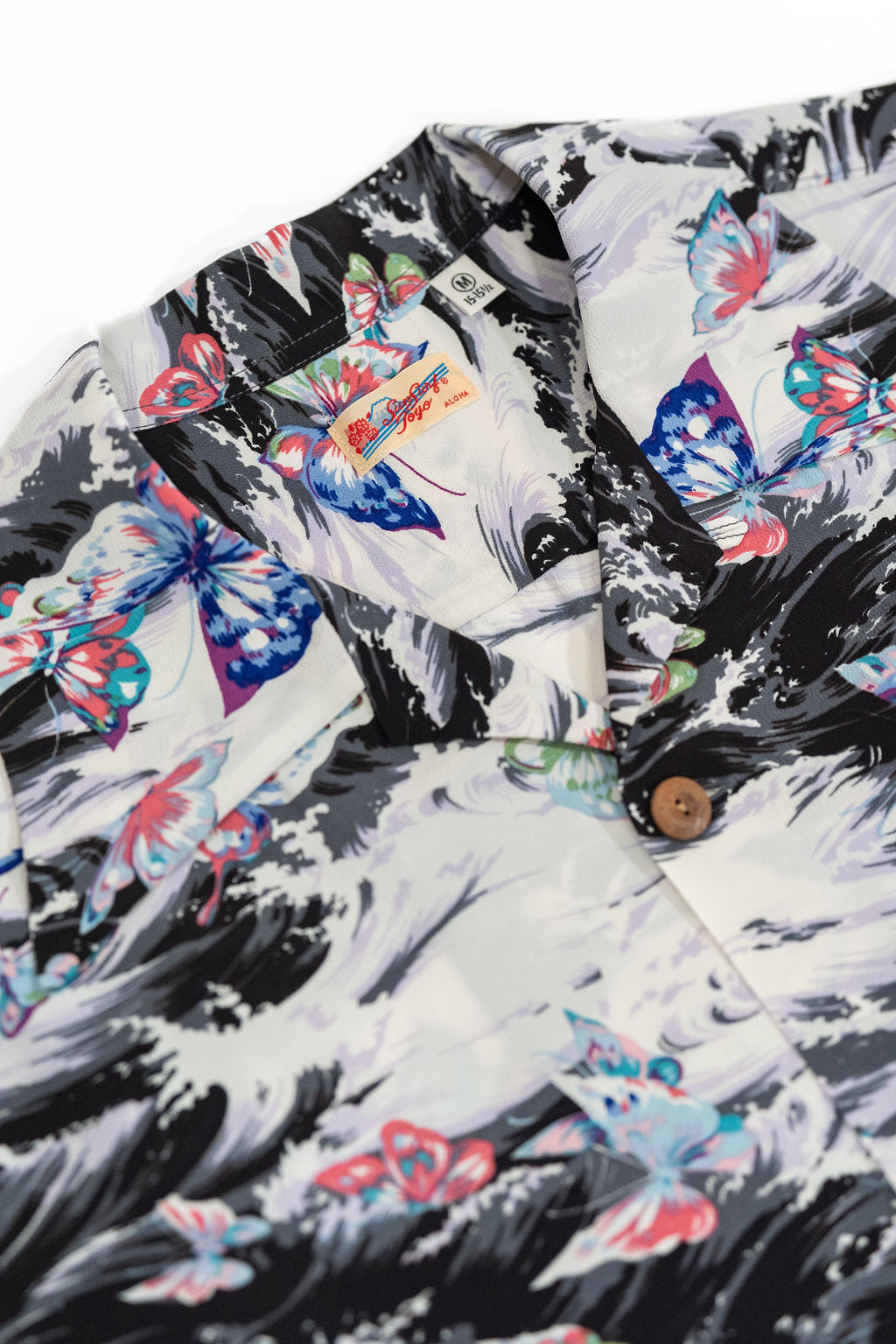 Sun Surf Rayon Hawaiian Shirt "Butterfly Splash" - Black