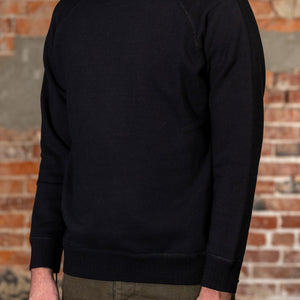 Pure Blue Japan 5410-IDBK Knitted Hoodie - Indigo Black. on model side profile