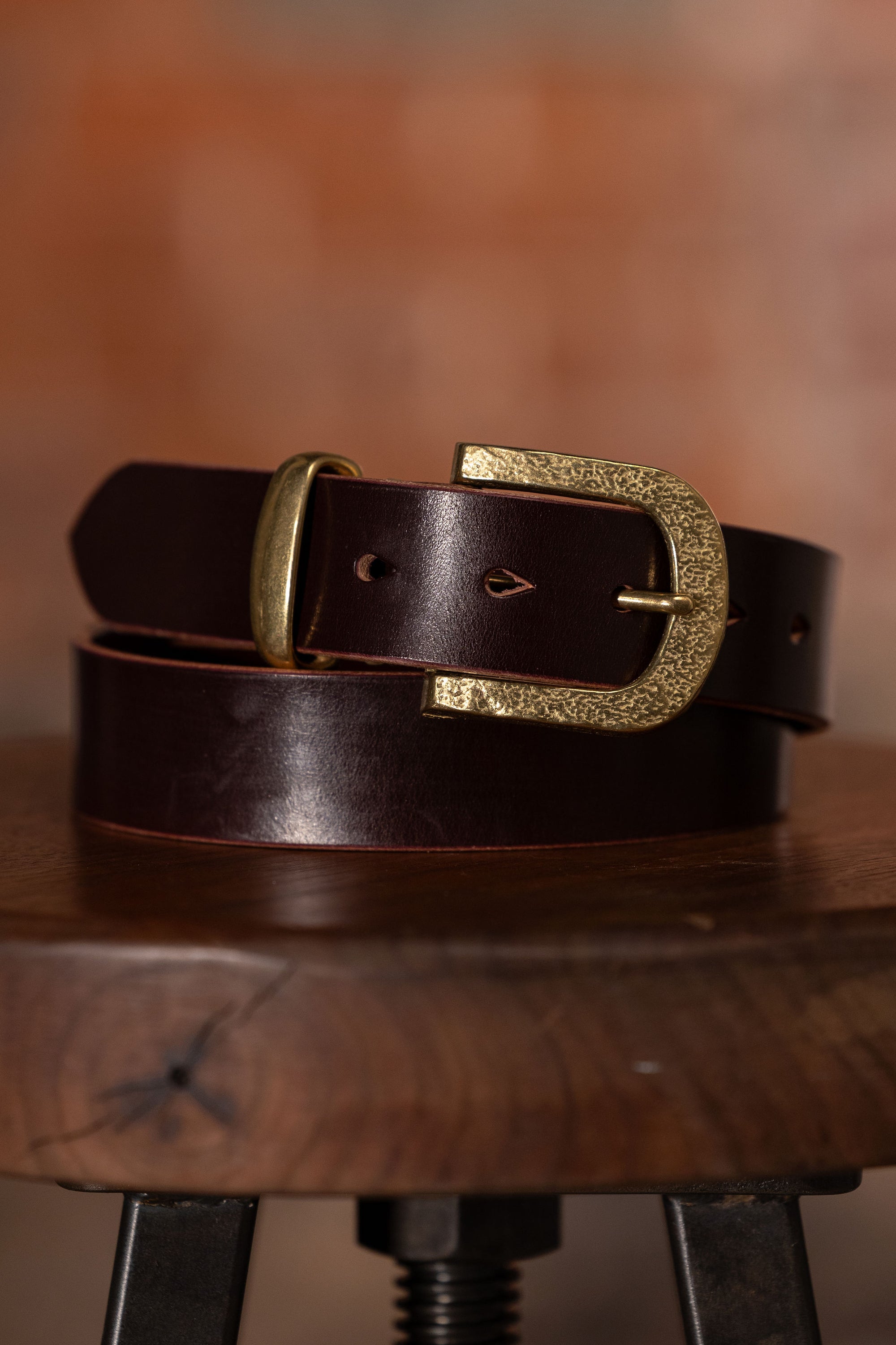 Hollows Leather Trail Belt - Dark Brown English Bridle Brass Buckle