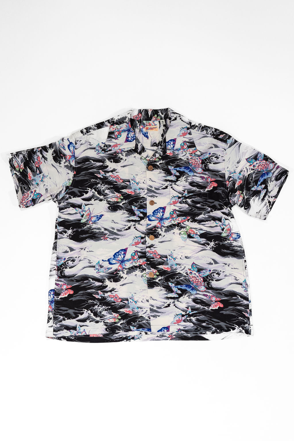 Sun Surf Rayon Hawaiian Shirt "Butterfly Splash" - Black
