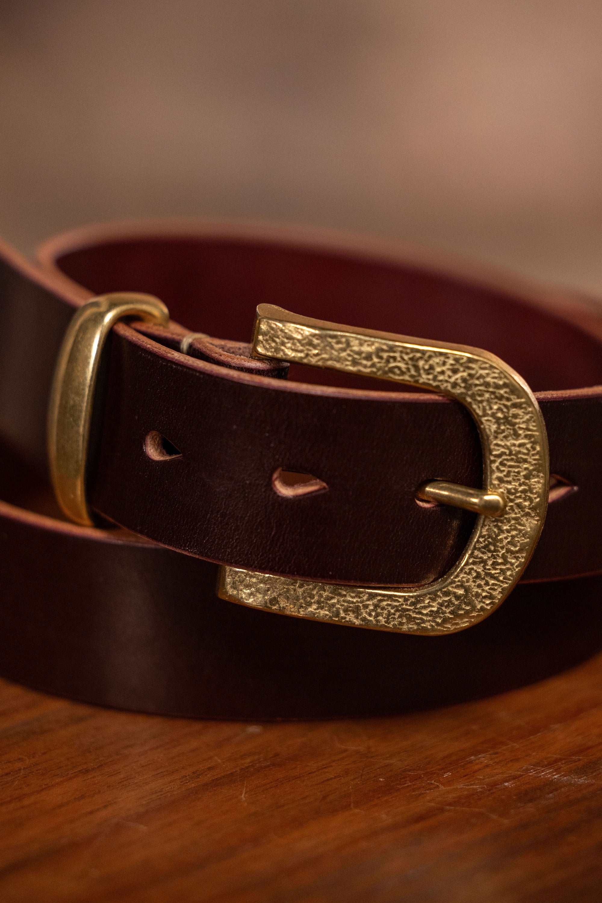 Hollows Leather Trail Belt - Black Cherry Bridle Brass Buckle