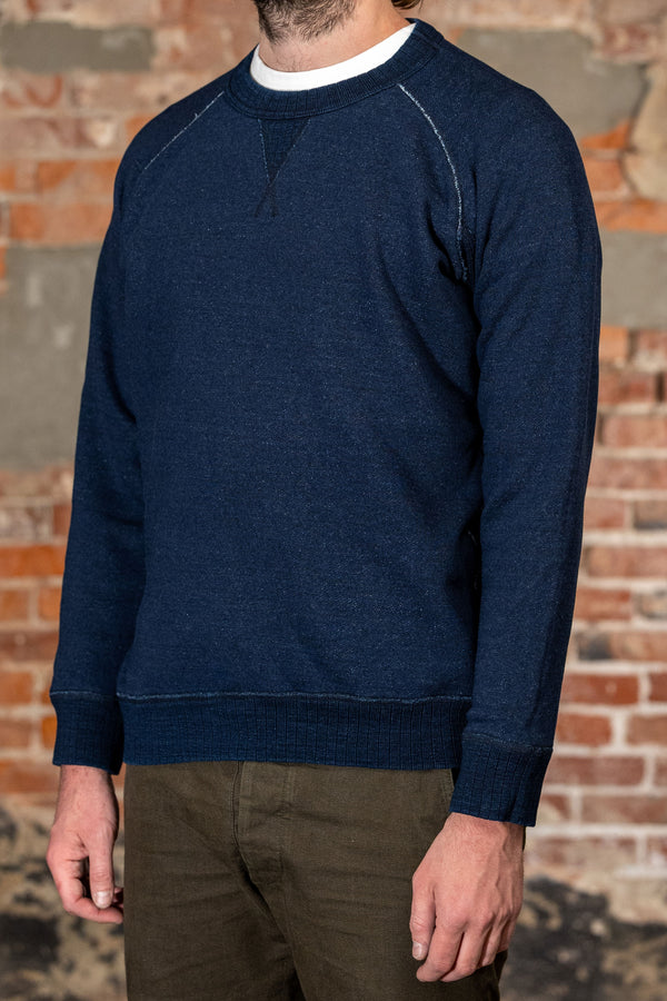 Pure Blue Japan 5409-ID Knitted Sweatshirt - Indigo - Franklin & Poe