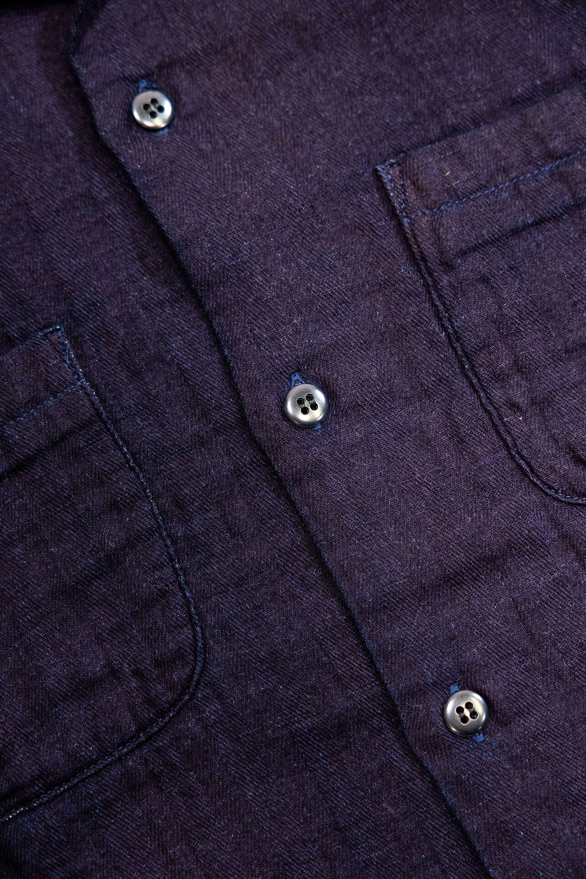 UES Herringbone Double Gauze Short Sleeve Shirt - Indigo