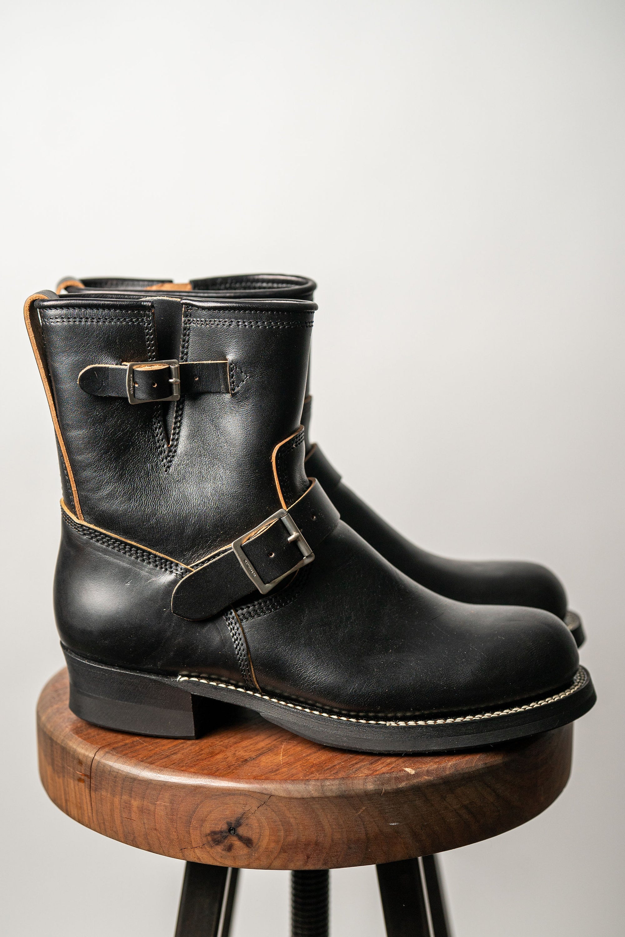 The Flat Head FN-FB-001 Horsehide Engineer Boots - Black